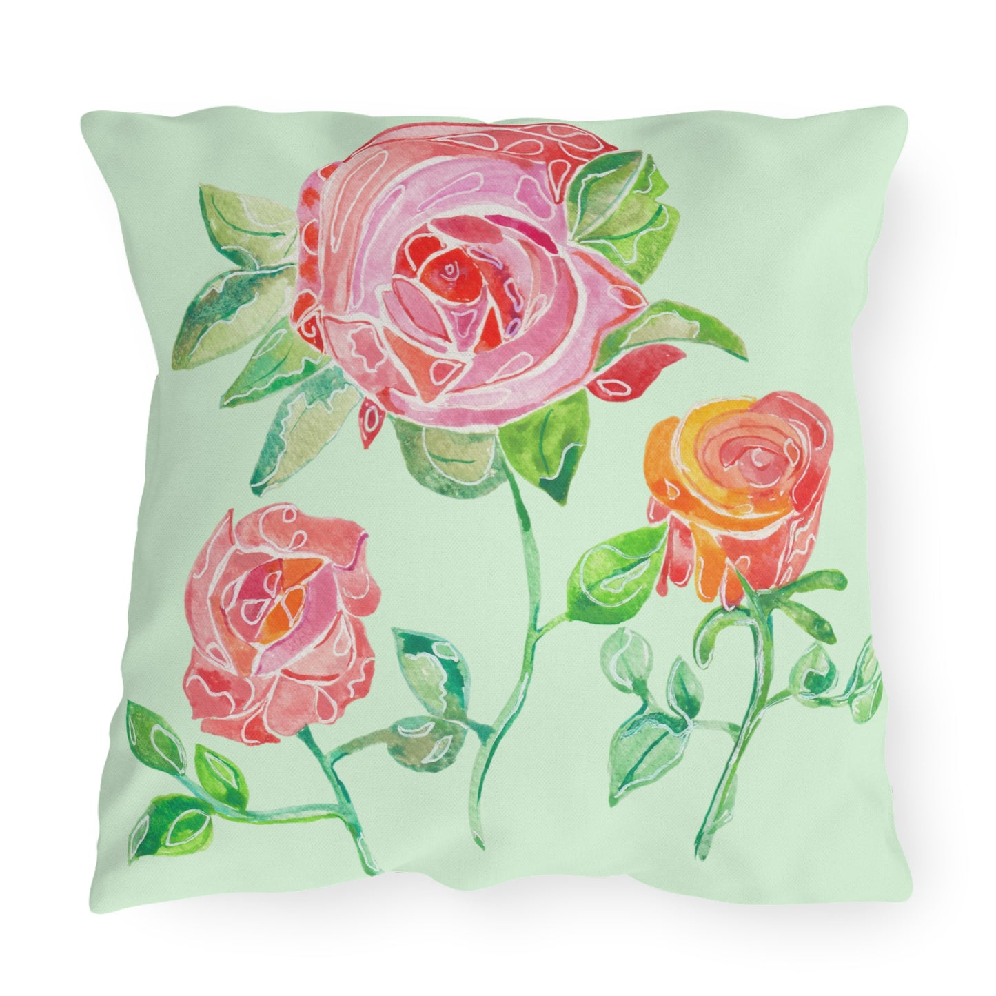 Outdoor Cushion with Gerard Roses