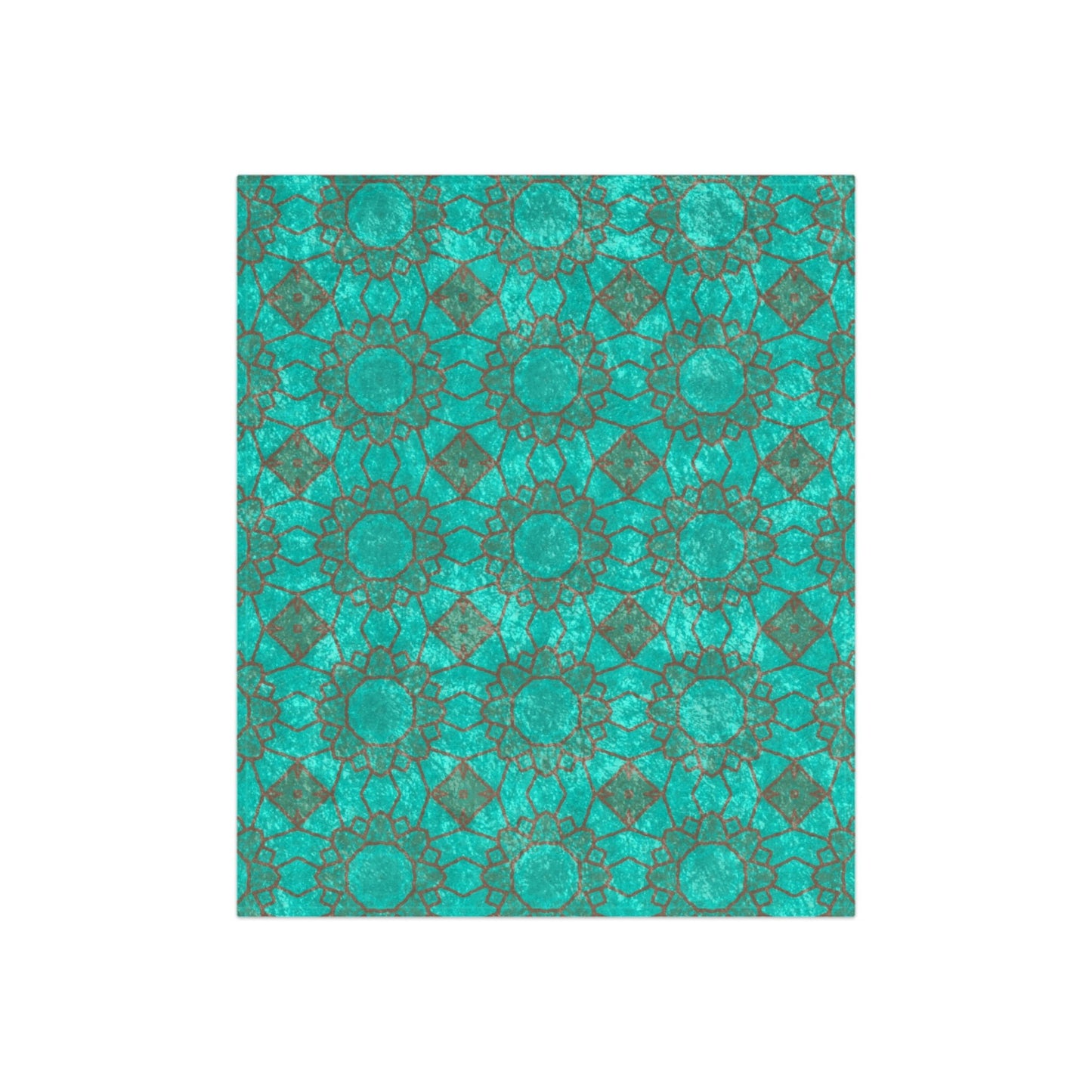 Blanket with Mocha Circles on an Aqua Background - Artmakeyourmark.com