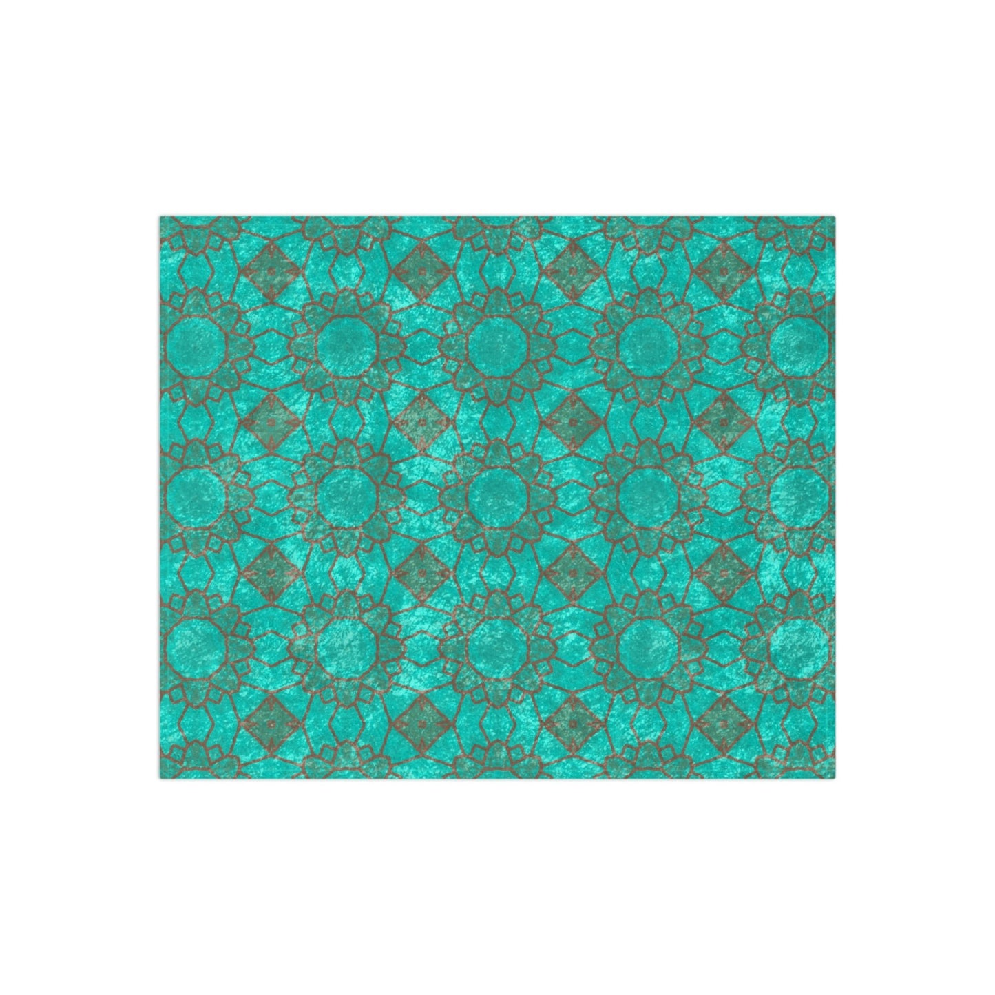 Blanket with Mocha Circles on an Aqua Background - Artmakeyourmark.com