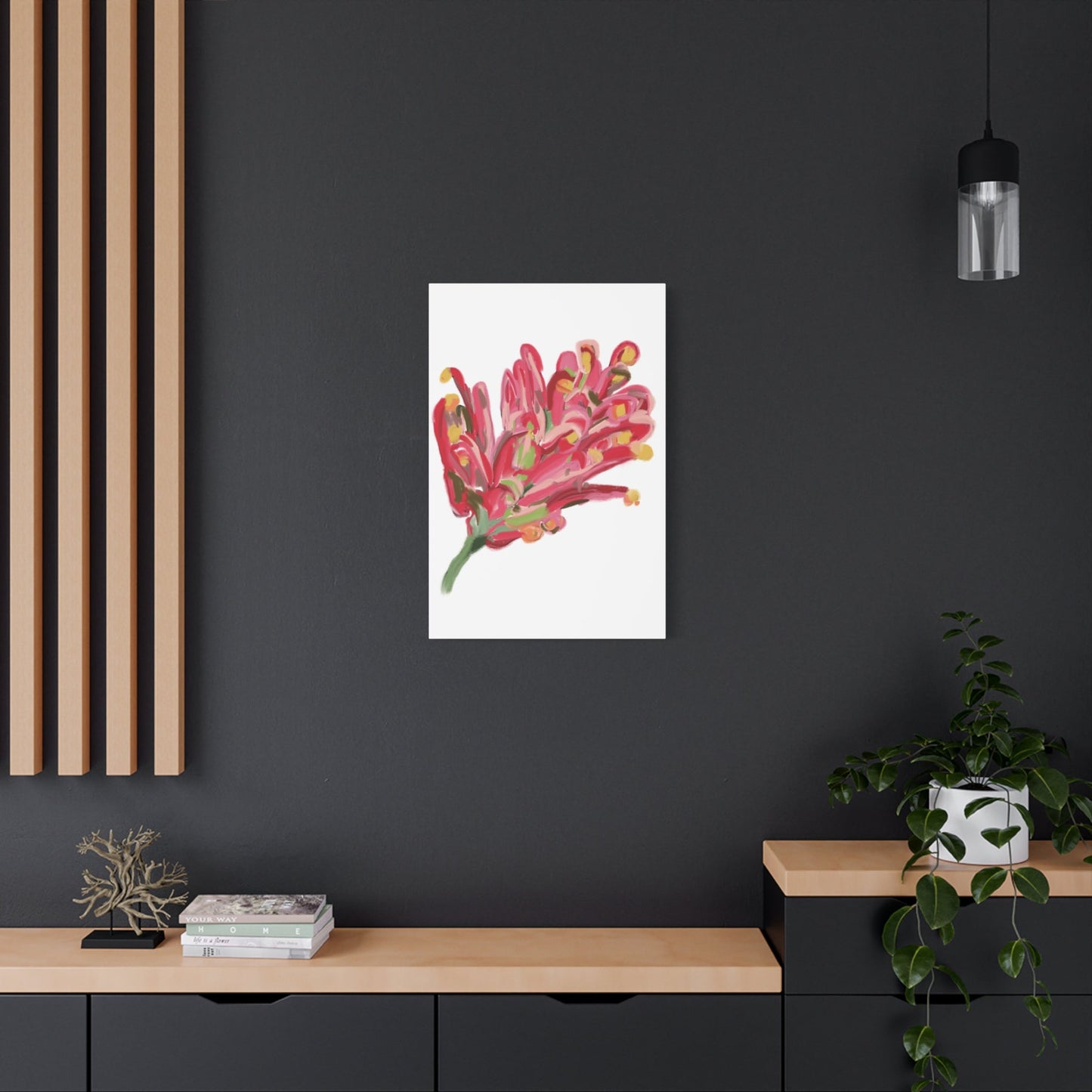 Canvas Print - Bold Grevillea Design on Turquoise Background - Artmakeyourmark.com