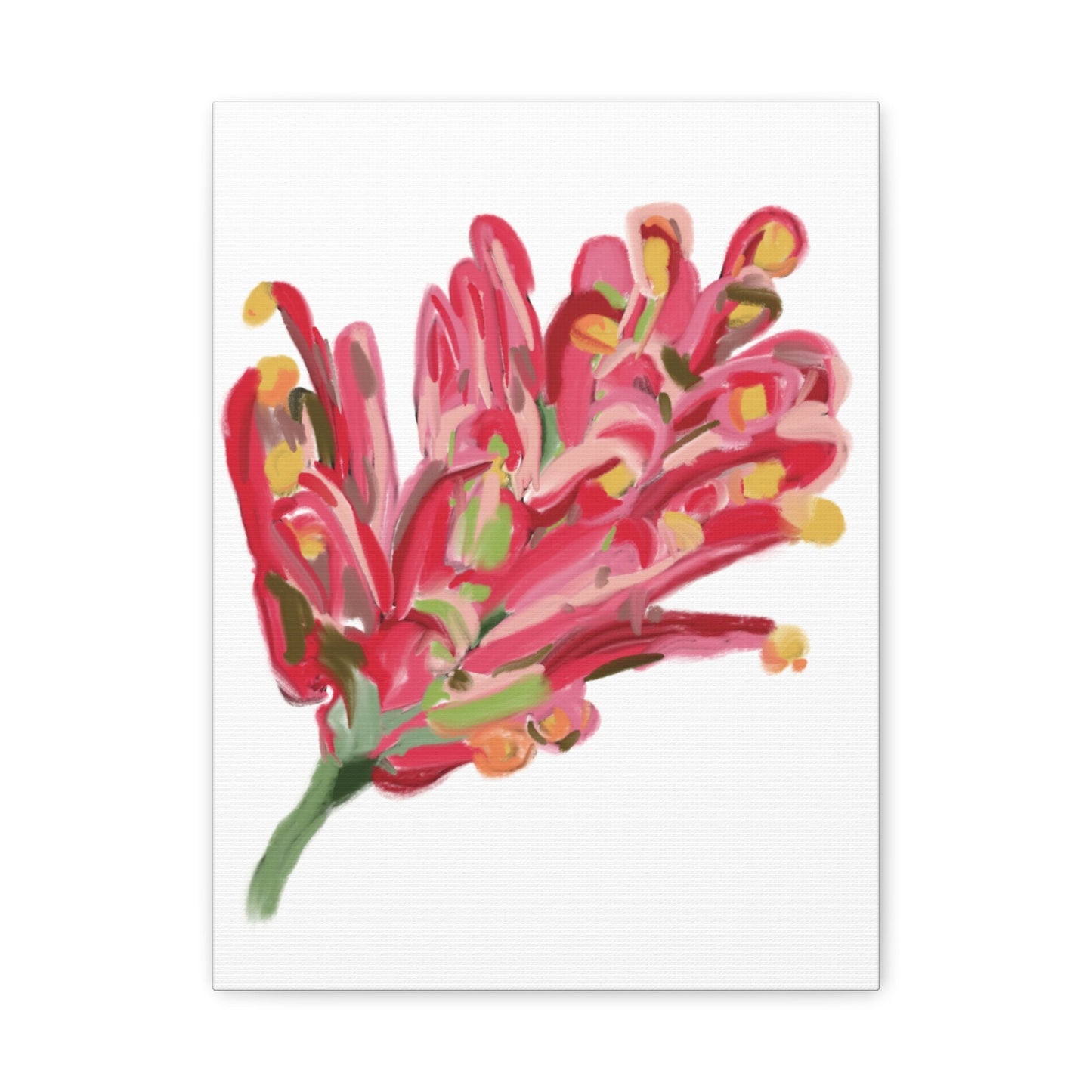 Canvas Print - Bold Grevillea Design on Turquoise Background - Artmakeyourmark.com