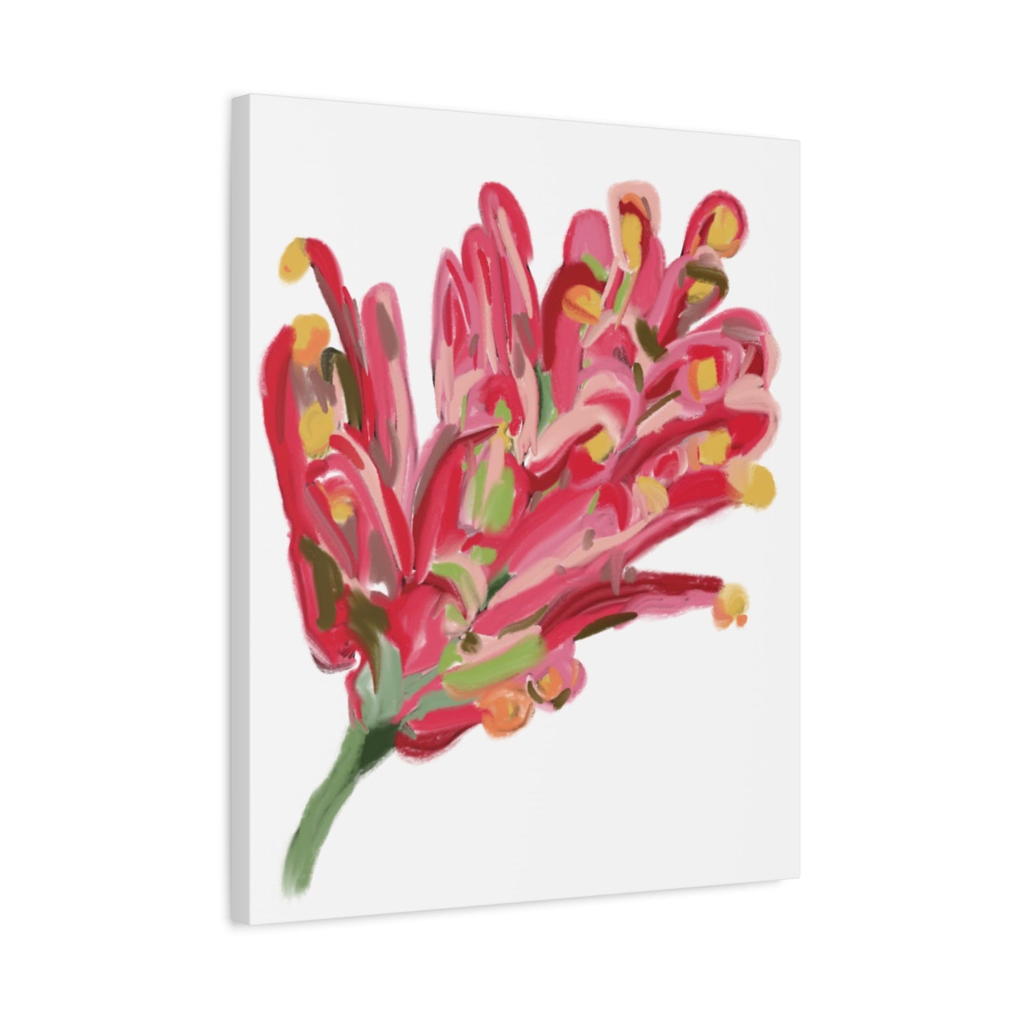 Canvas Print - Bold Grevillea Design on Turquoise Background - Artmakeyourmark.com