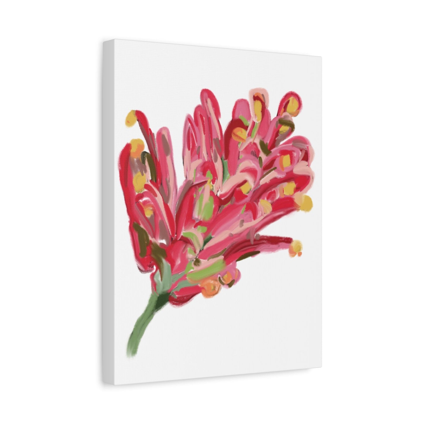 Canvas Print - Bold Grevillea Design on Turquoise Background - Artmakeyourmark.com