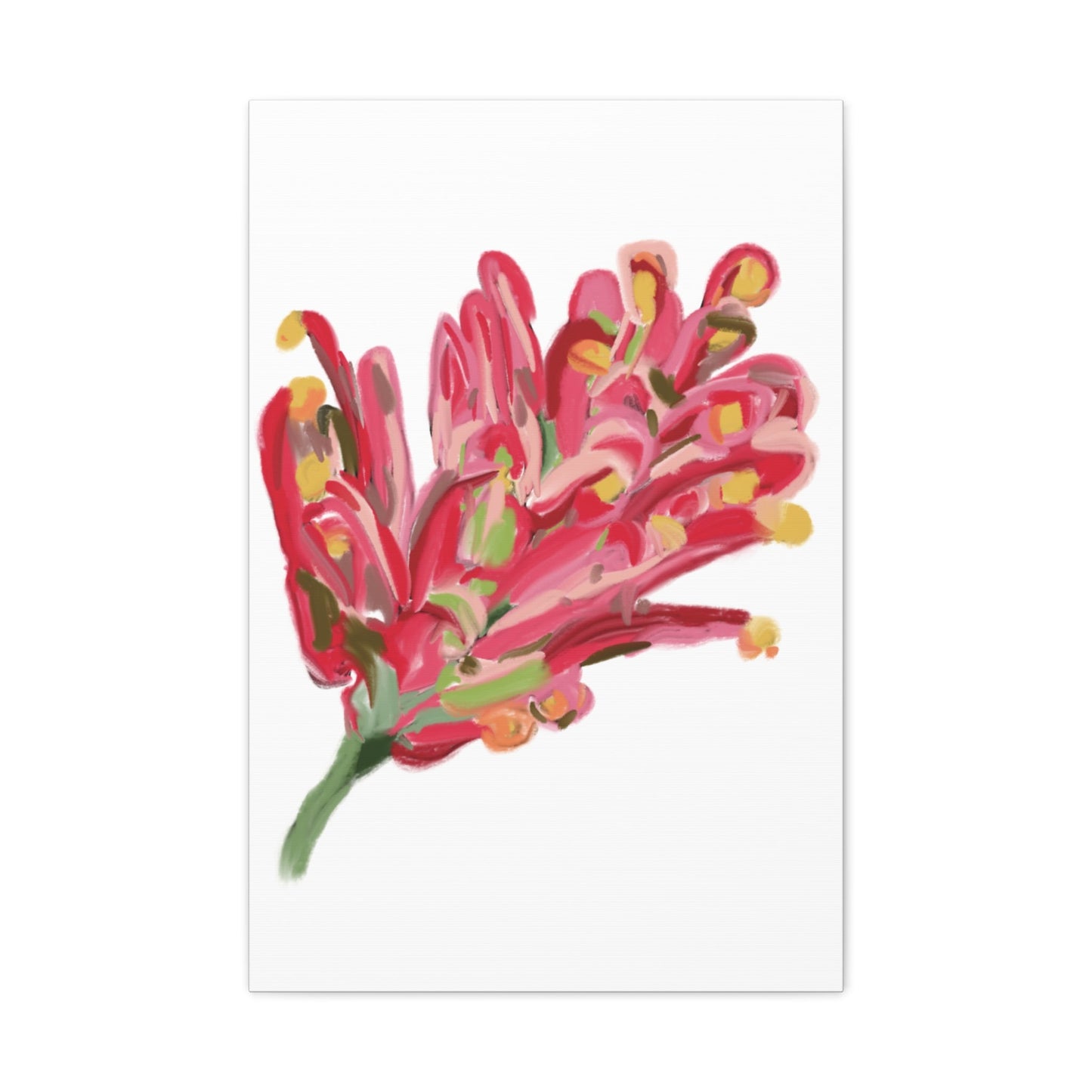 Canvas Print - Bold Grevillea Design on Turquoise Background - Artmakeyourmark.com