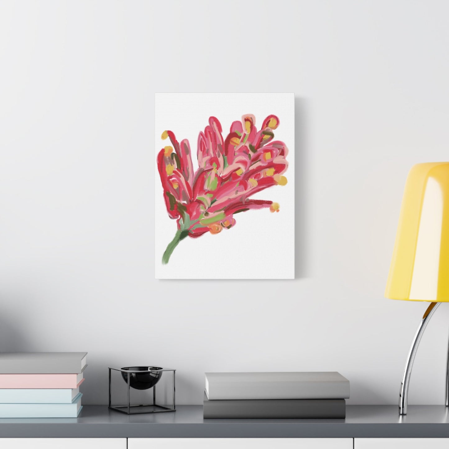 Canvas Print - Bold Grevillea Design on Turquoise Background - Artmakeyourmark.com
