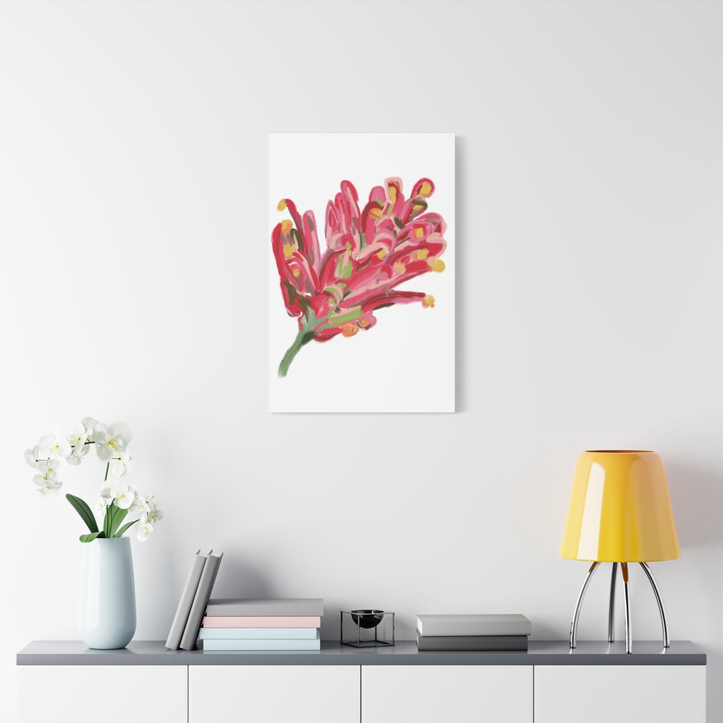 Canvas Print - Bold Grevillea Design on Turquoise Background - Artmakeyourmark.com