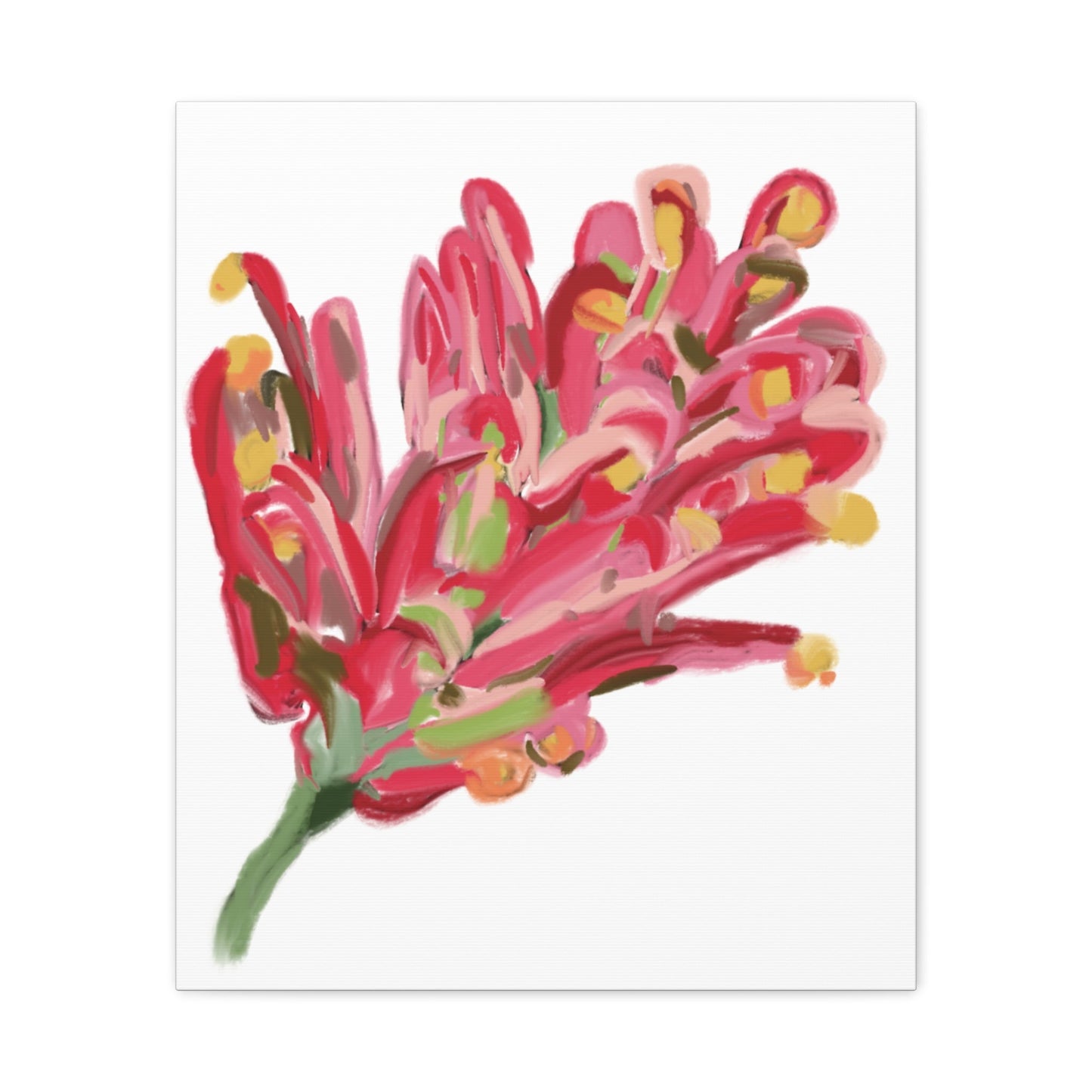 Canvas Print - Bold Grevillea Design on Turquoise Background - Artmakeyourmark.com