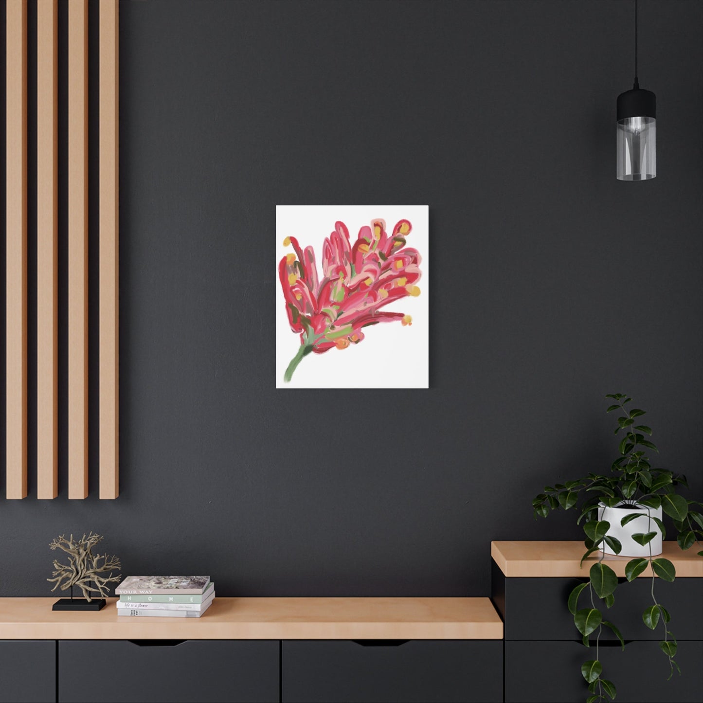 Canvas Print - Bold Grevillea Design on Turquoise Background - Artmakeyourmark.com