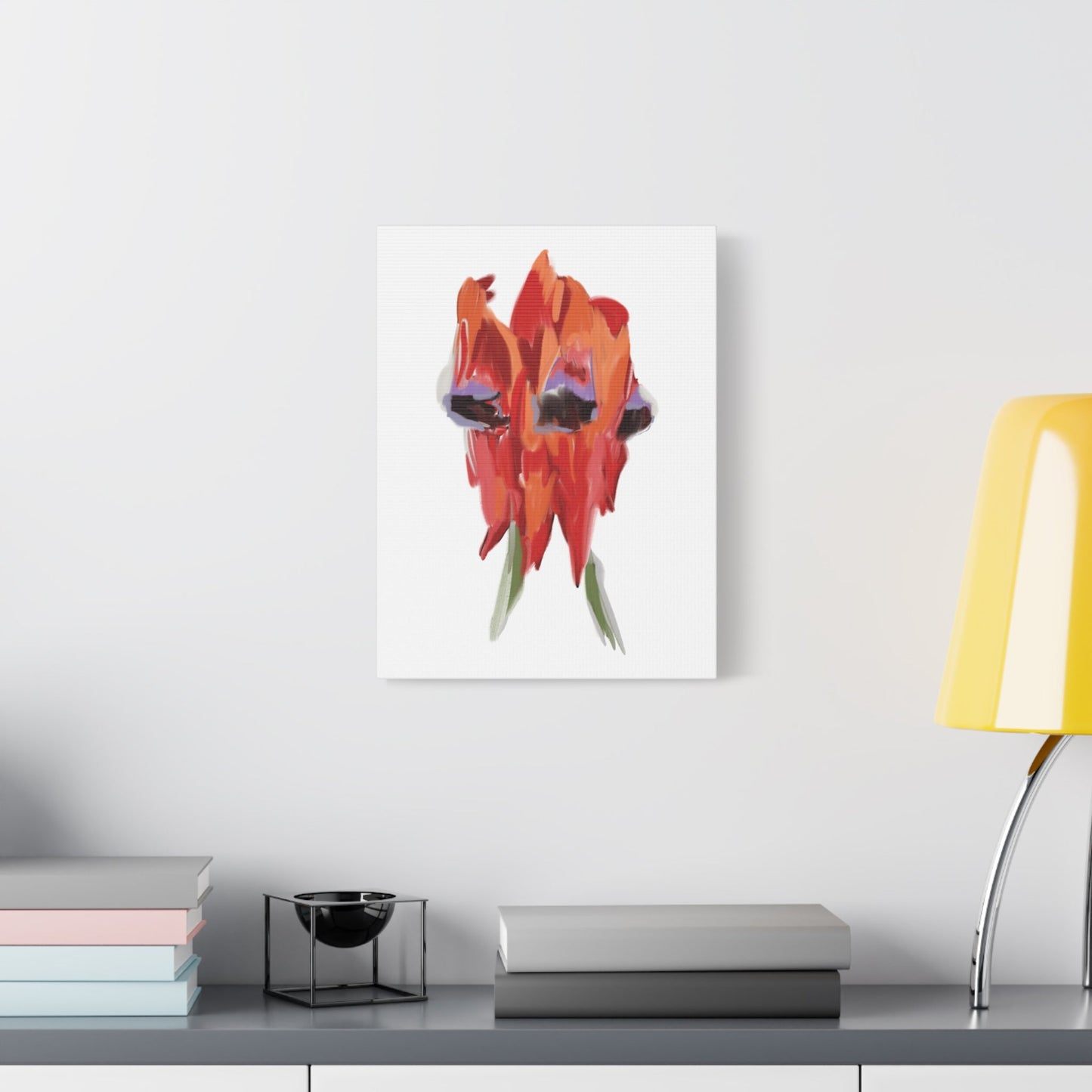 Canvas Print - Sturt's Desert Pea Flower in Bright Oranges and Reds - Artmakeyourmark.com