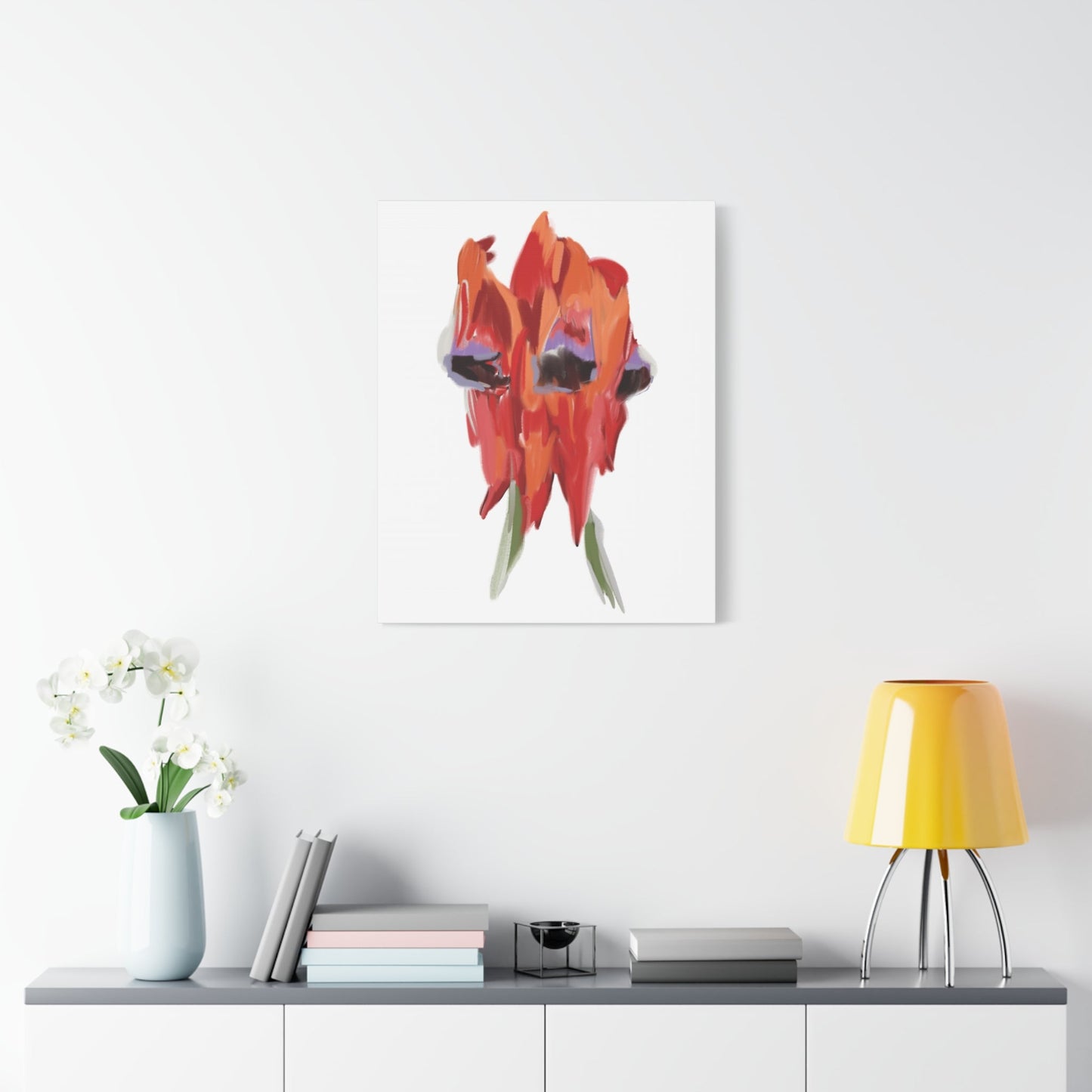 Canvas Print - Sturt's Desert Pea Flower in Bright Oranges and Reds - Artmakeyourmark.com