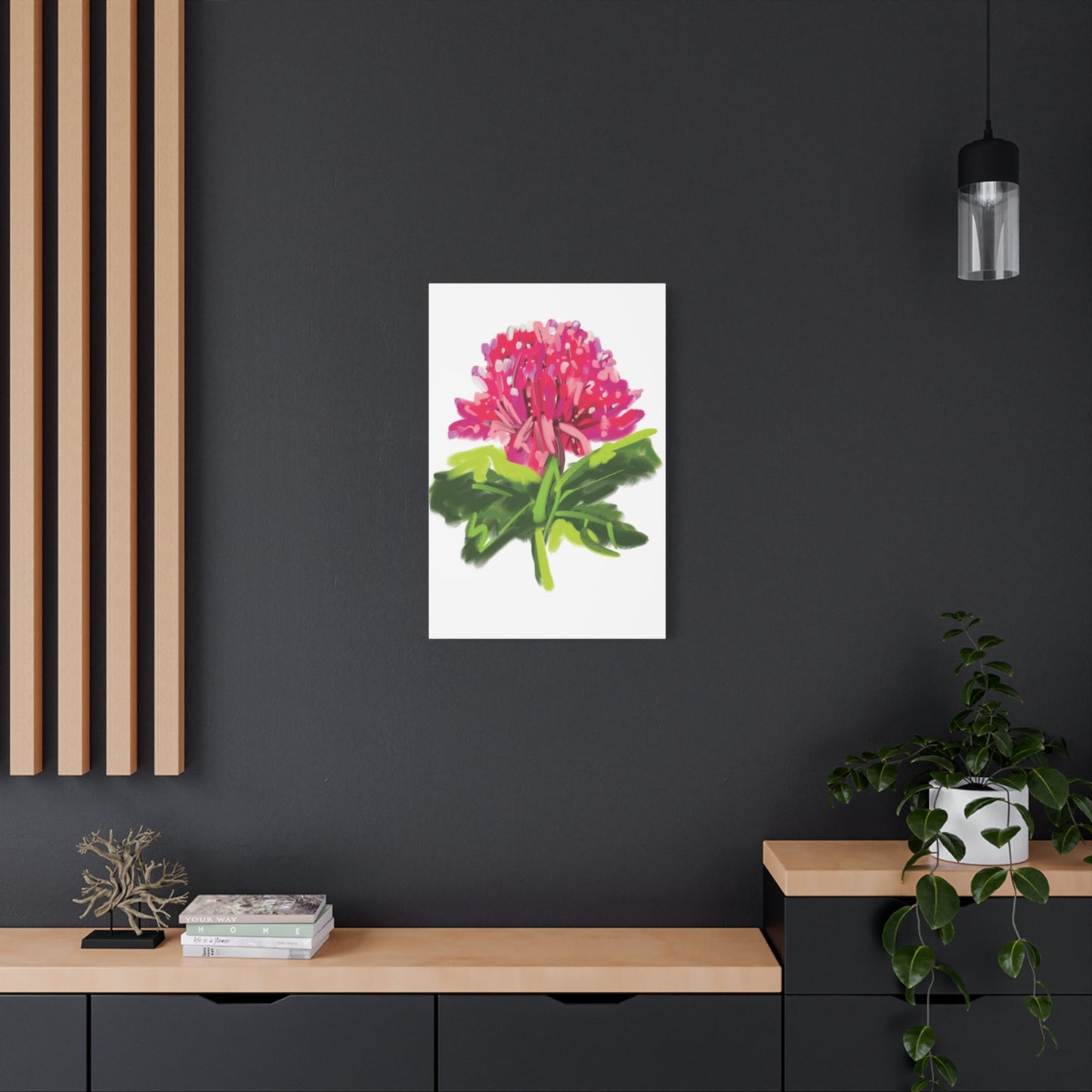 Canvas Print - Waratah in Pinks and Reds with Green Stem - Artmakeyourmark.com