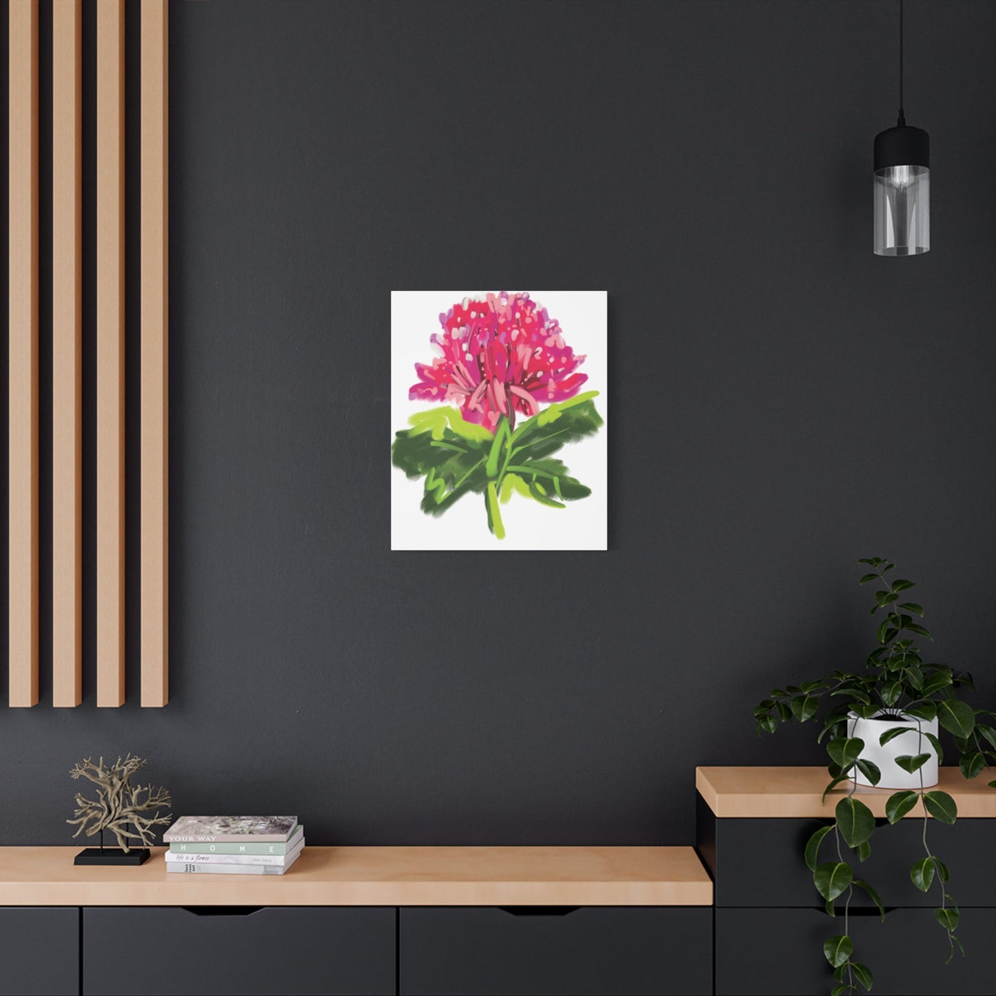 Canvas Print - Waratah in Pinks and Reds with Green Stem - Artmakeyourmark.com