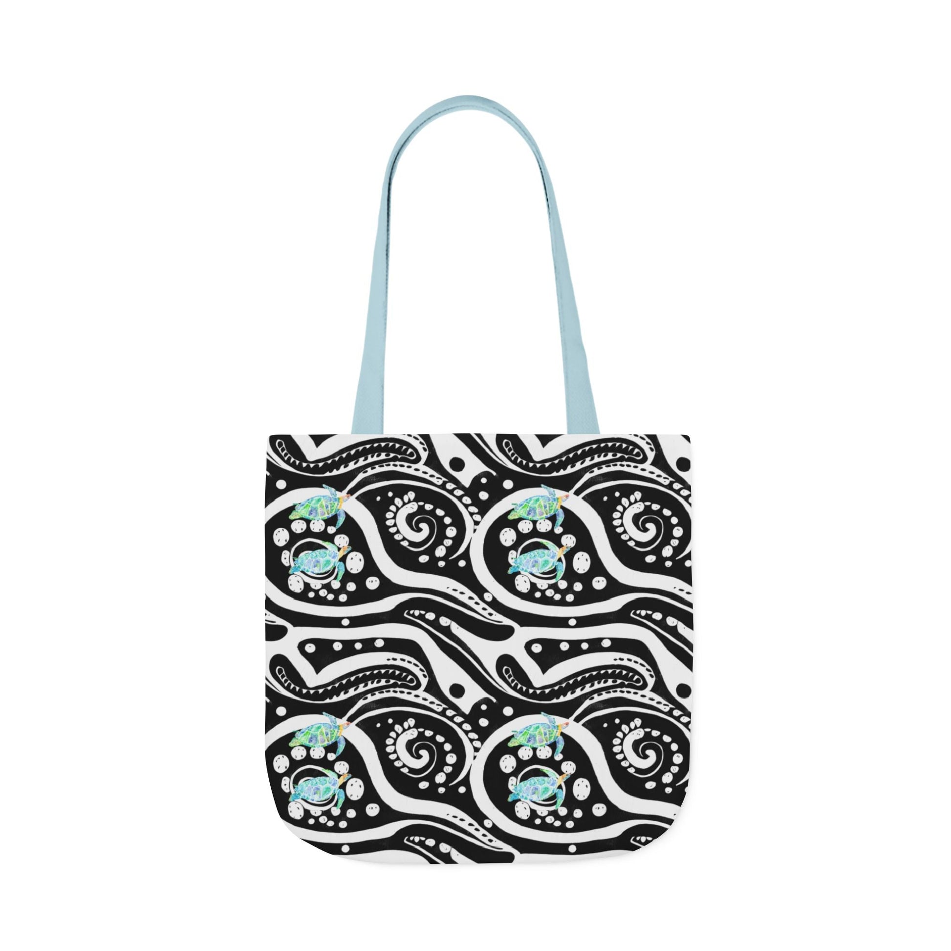 Canvas Tote Bag with Blue Turtles - Artmakeyourmark.com