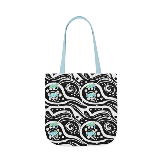 Canvas Tote Bag with Blue Turtles - Artmakeyourmark.com