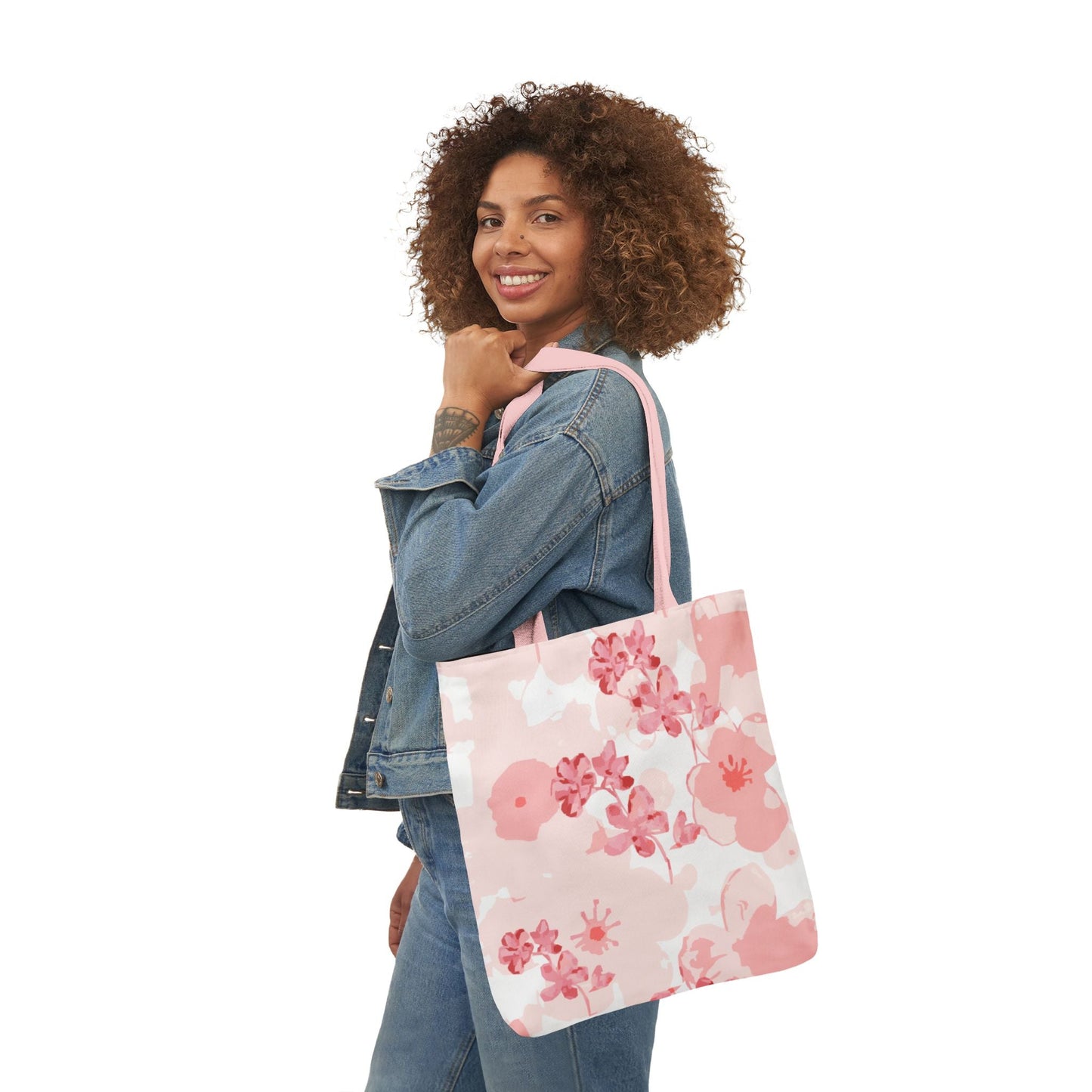 Canvas Tote Bag with Cherry Blossoms - Artmakeyourmark.com