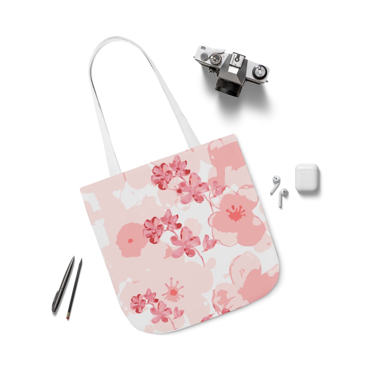 Canvas Tote Bag with Cherry Blossoms - Artmakeyourmark.com
