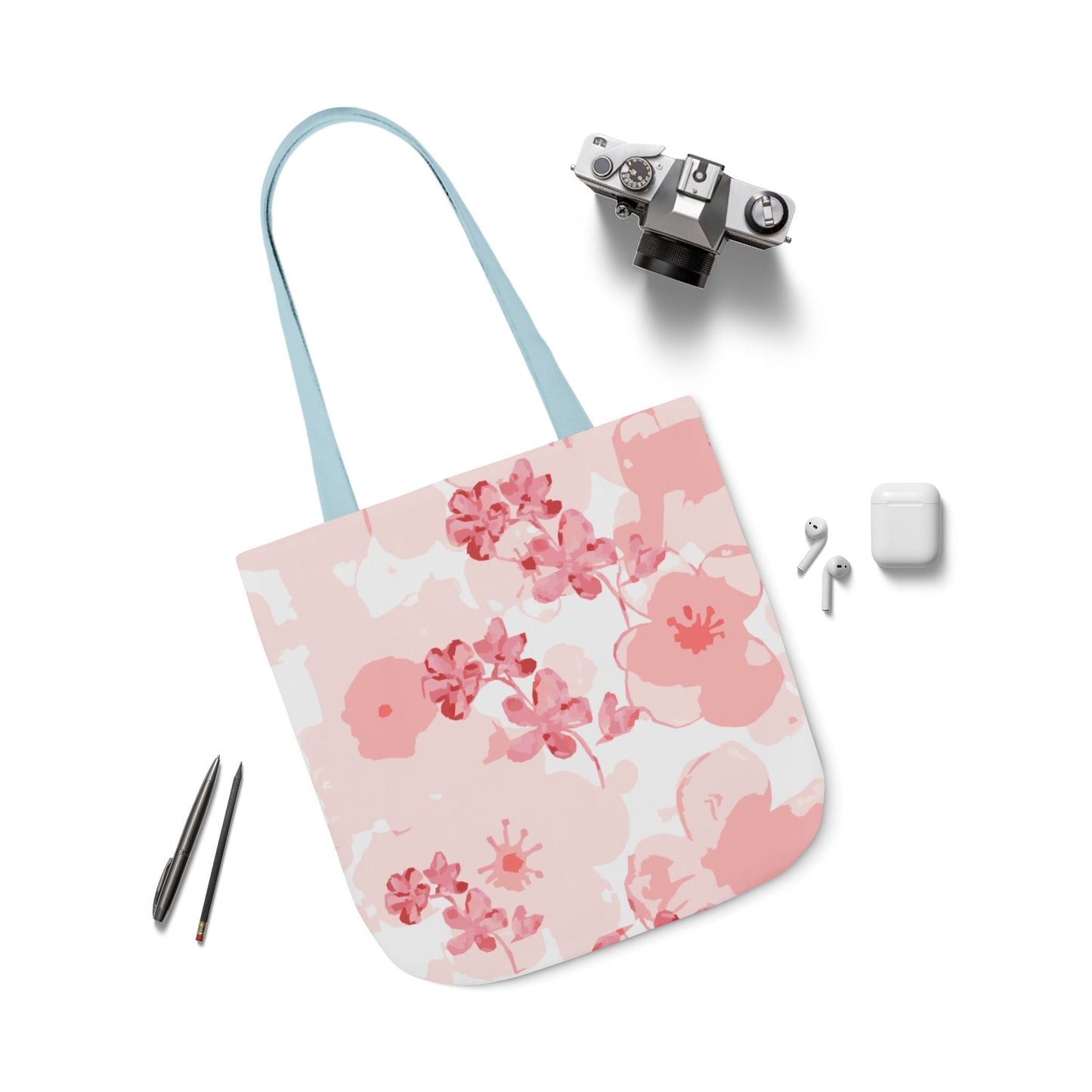 Canvas Tote Bag with Cherry Blossoms - Artmakeyourmark.com