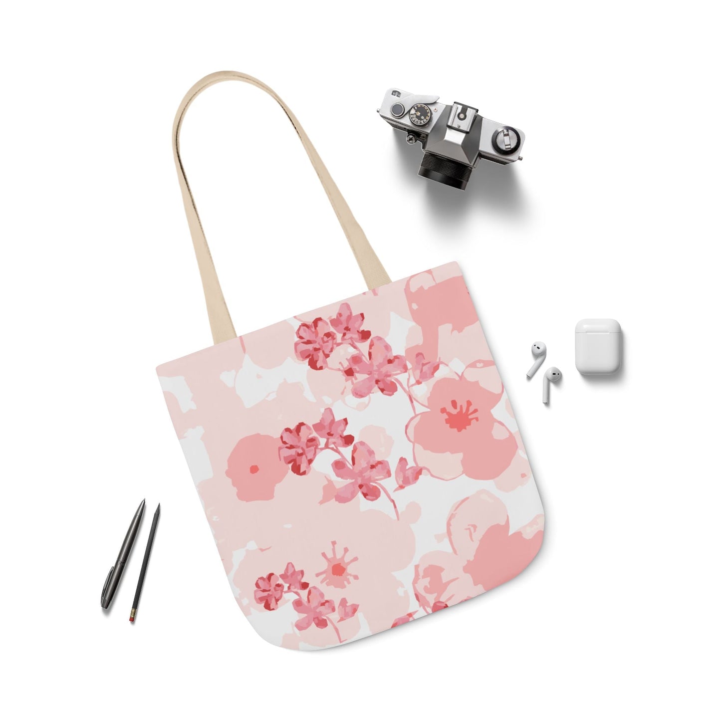 Canvas Tote Bag with Cherry Blossoms - Artmakeyourmark.com