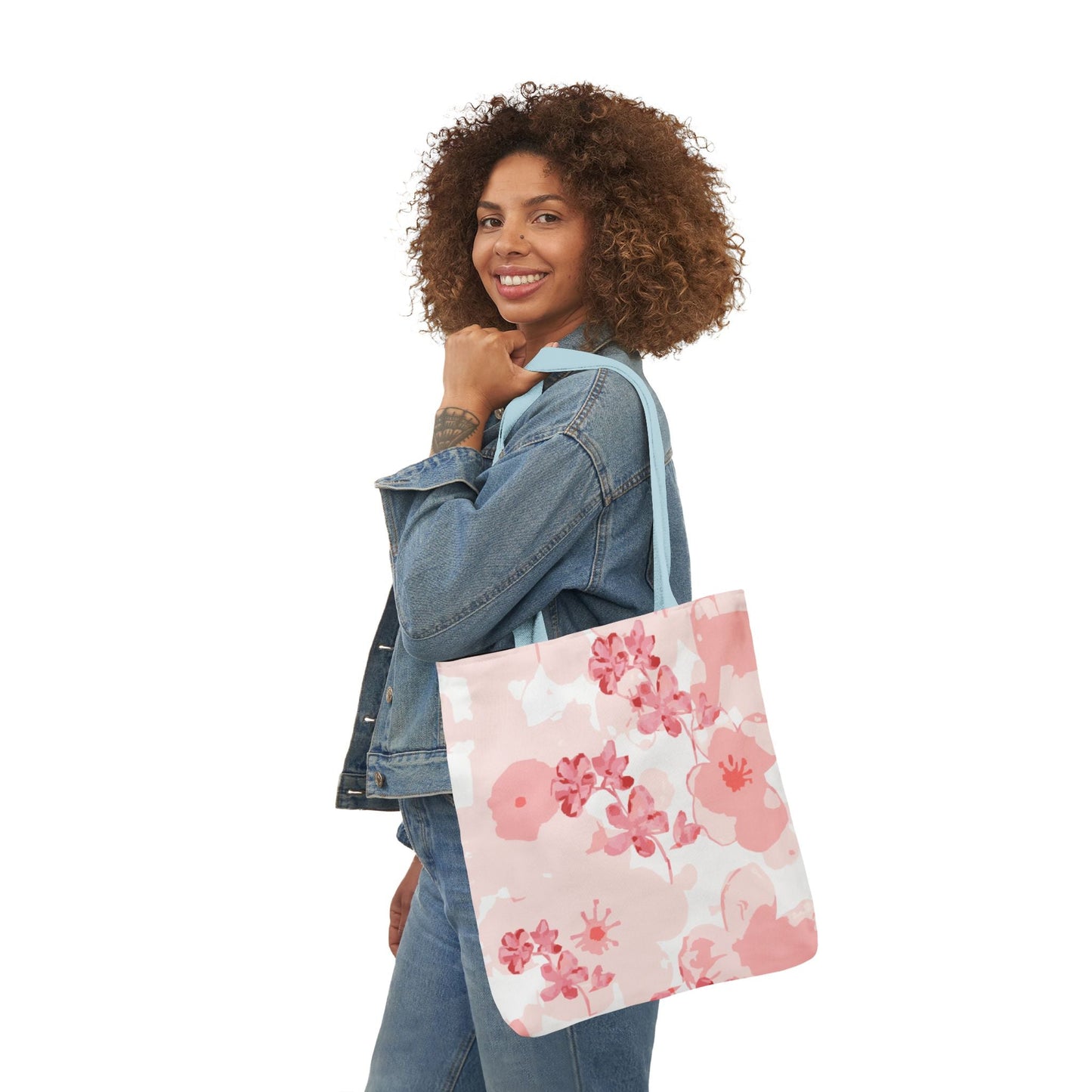 Canvas Tote Bag with Cherry Blossoms - Artmakeyourmark.com