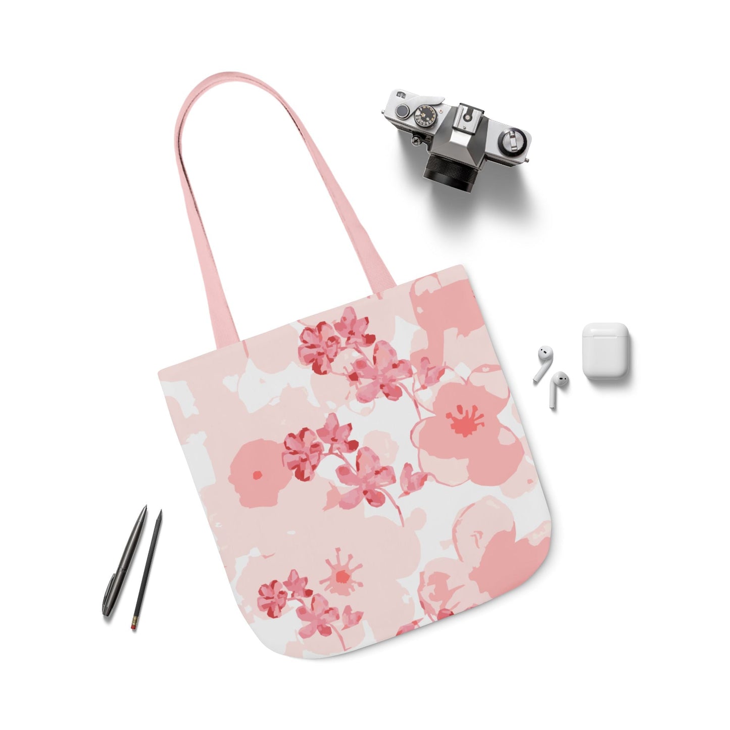 Canvas Tote Bag with Cherry Blossoms - Artmakeyourmark.com