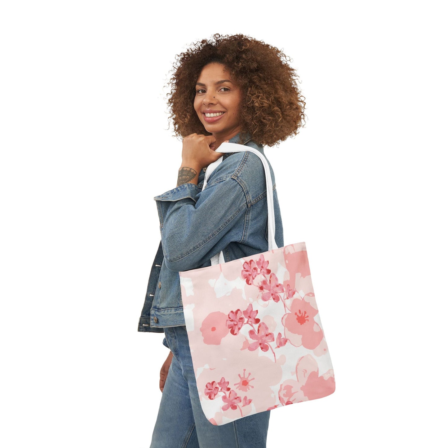 Canvas Tote Bag with Cherry Blossoms - Artmakeyourmark.com