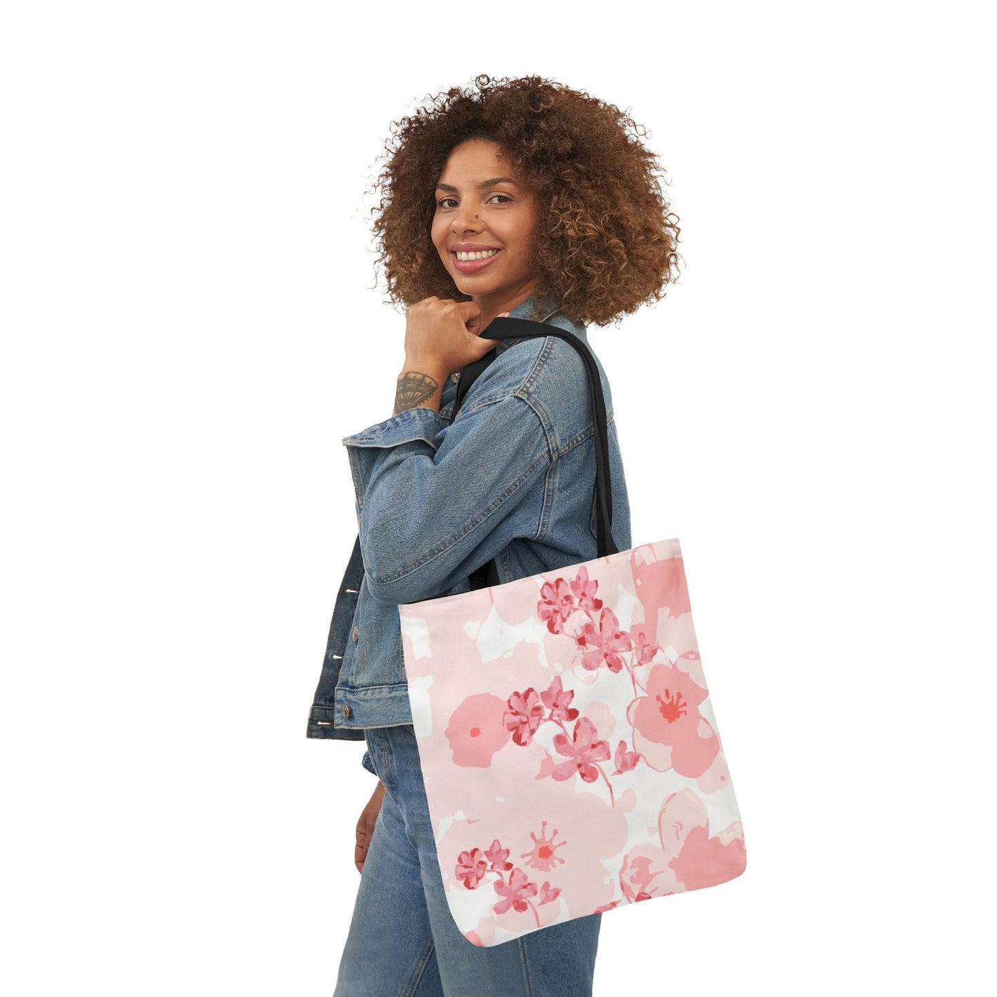 Canvas Tote Bag with Cherry Blossoms - Artmakeyourmark.com