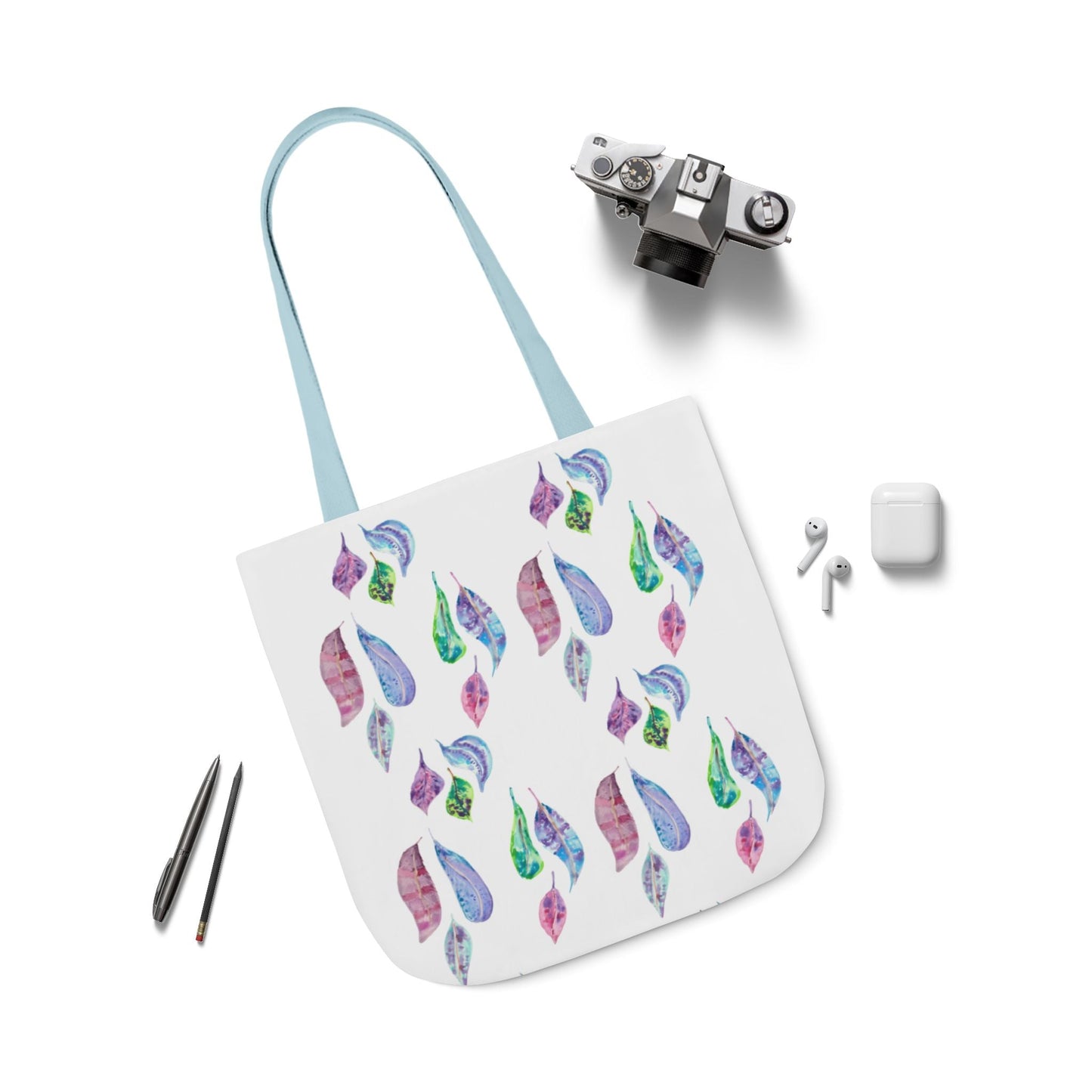 Canvas Tote Bag with Colourful Leaves - Artmakeyourmark.com