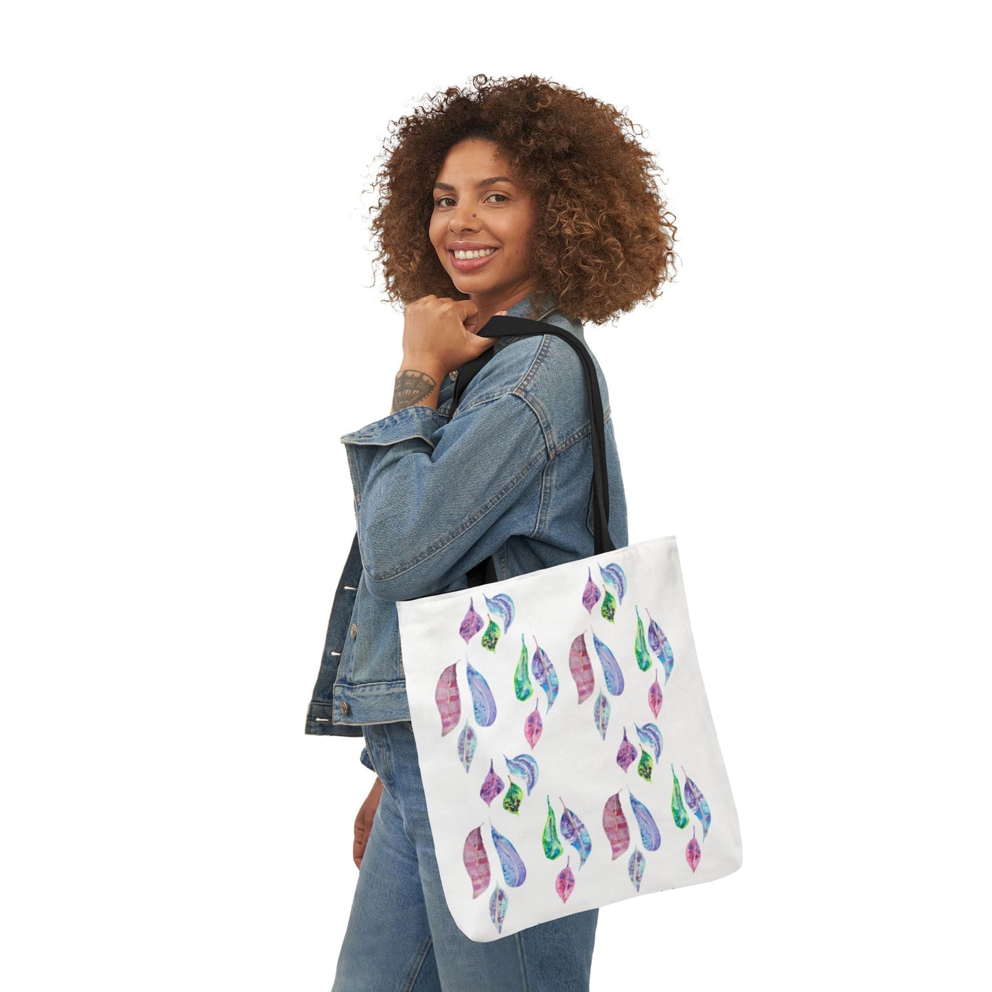 Canvas Tote Bag with Colourful Leaves - Artmakeyourmark.com