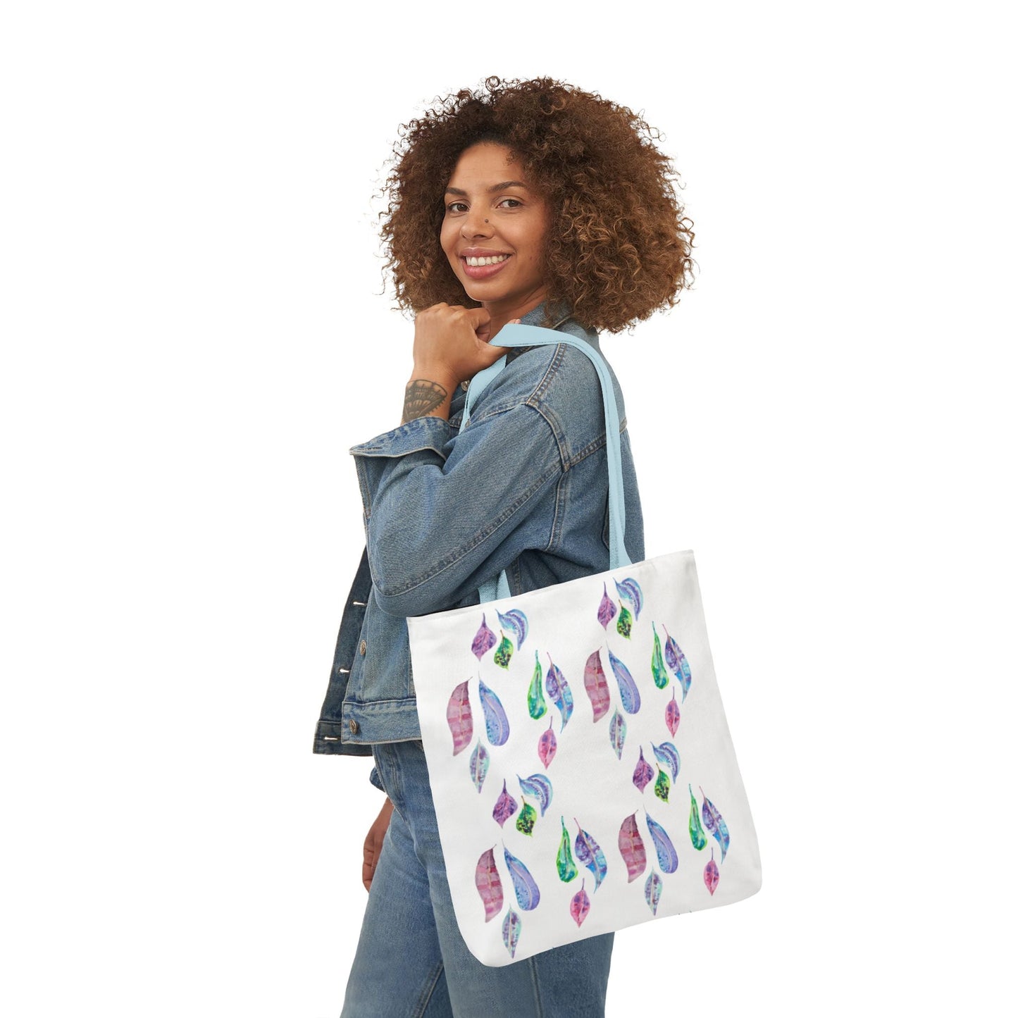 Canvas Tote Bag with Colourful Leaves - Artmakeyourmark.com
