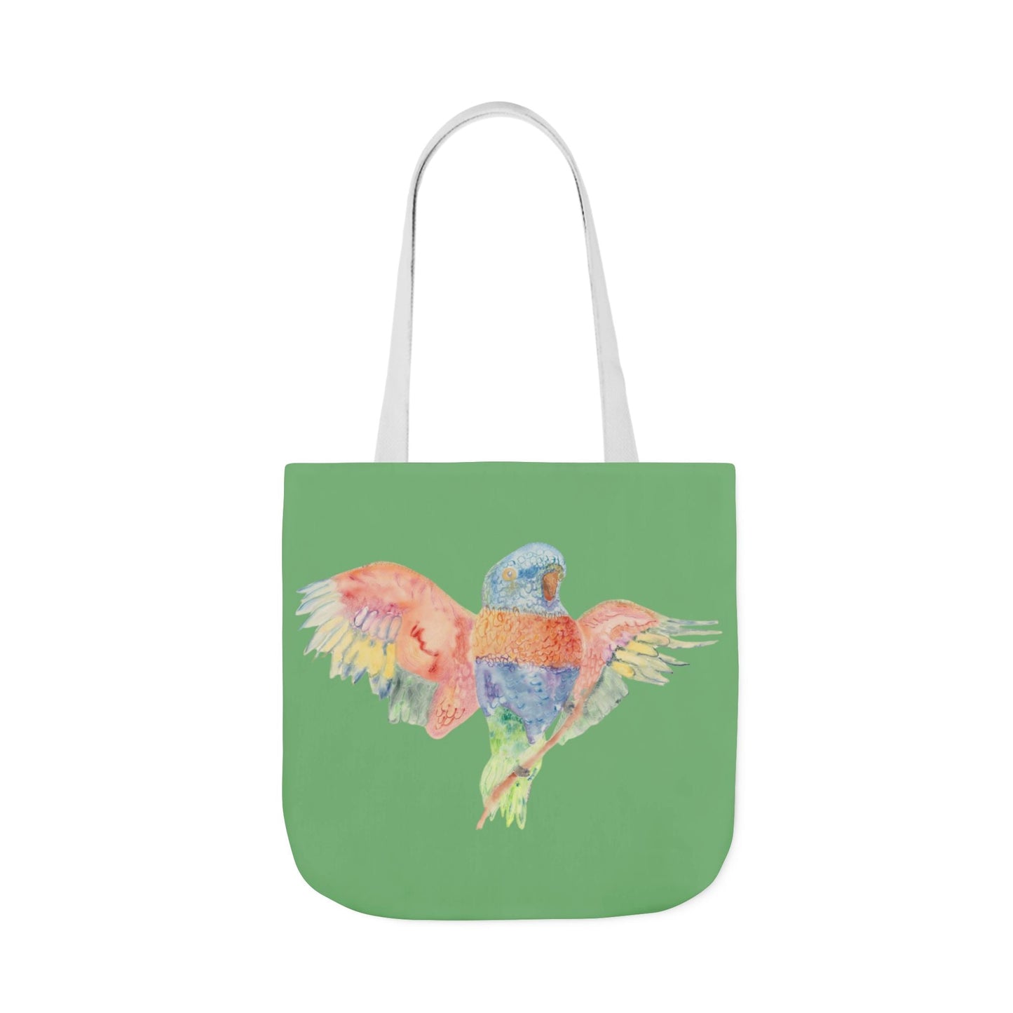 Canvas Tote Bag with Colourful Parrot Ready to Fly - Artmakeyourmark.com