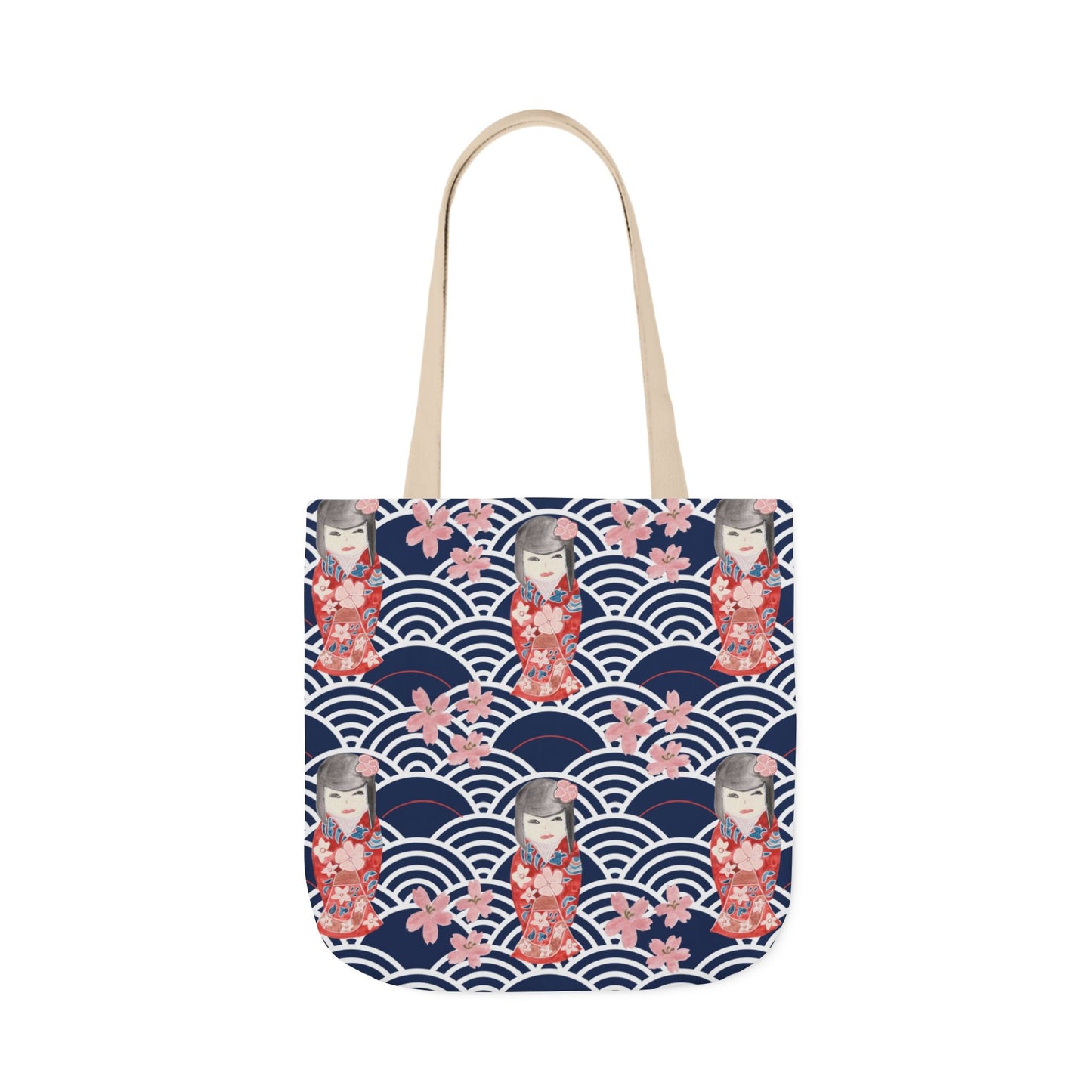 Canvas Tote Bag with Kabuki Dolls - Artmakeyourmark.com