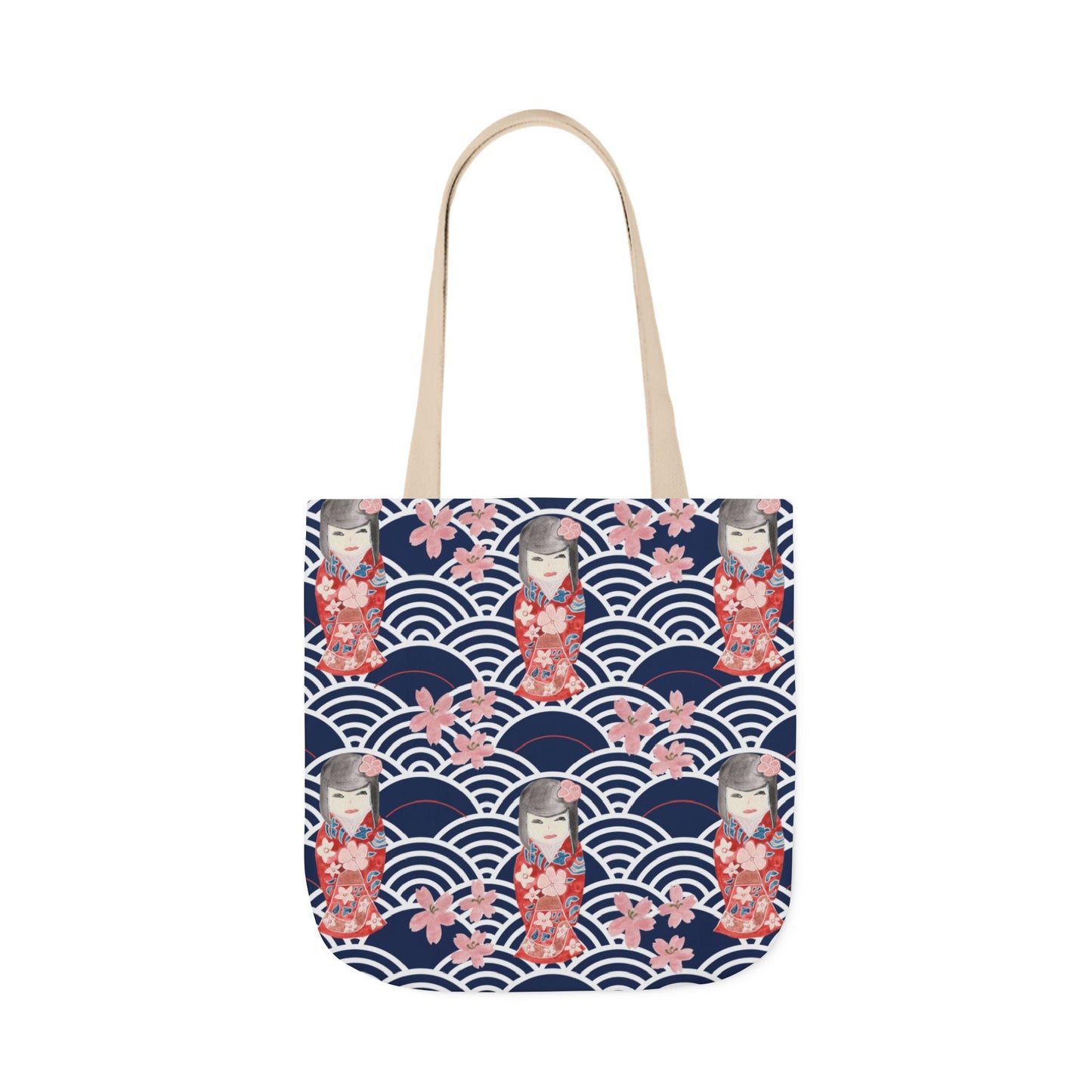 Canvas Tote Bag with Kabuki Dolls - Artmakeyourmark.com