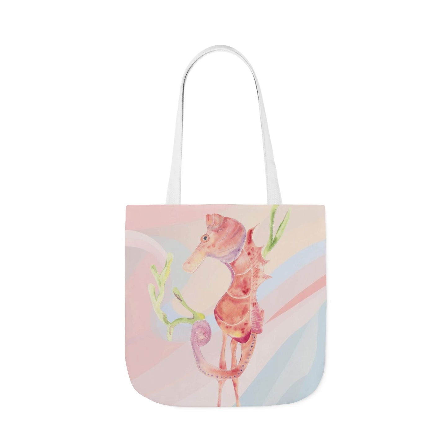 Canvas Tote Bag with Orange Seahorse - Artmakeyourmark.com