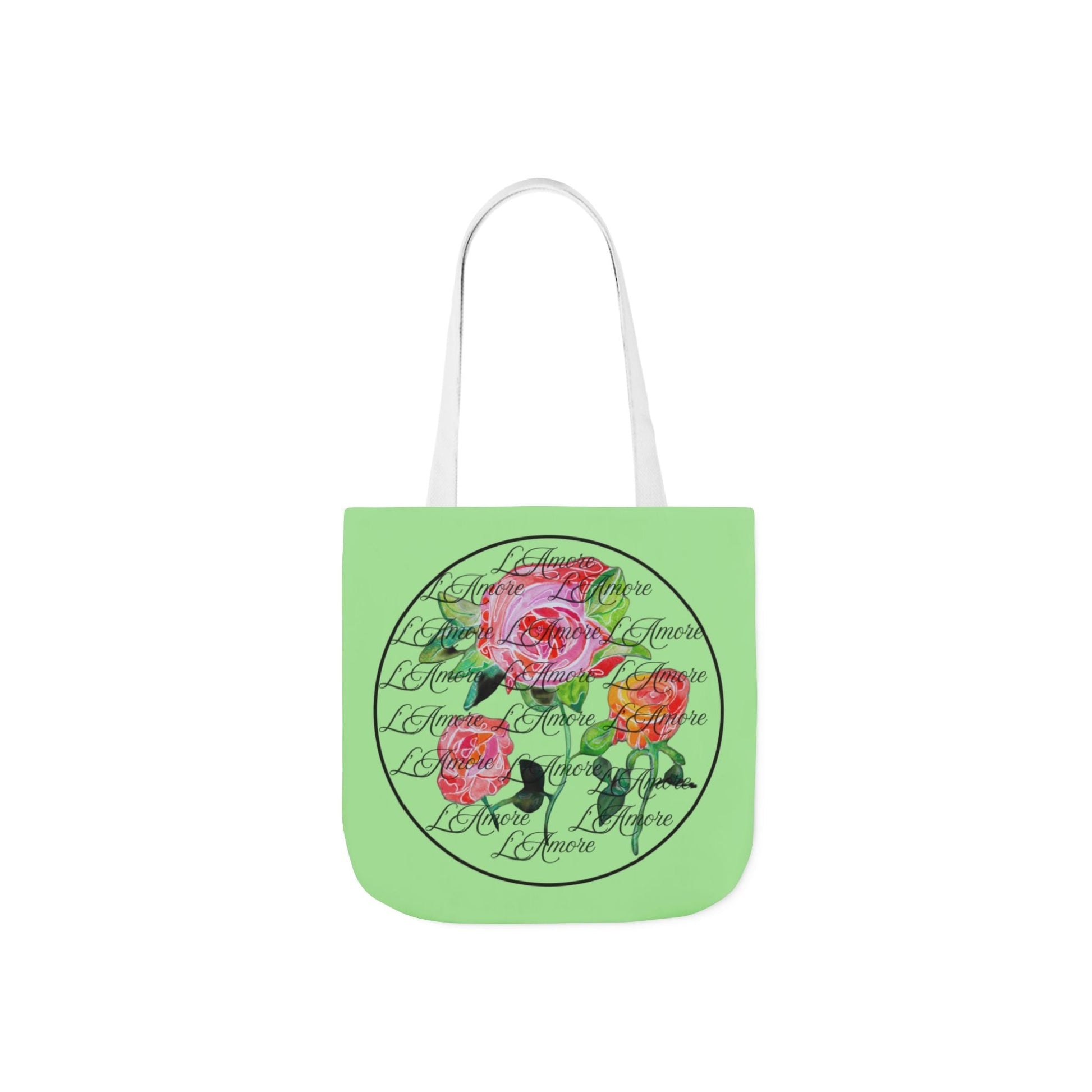 Canvas Tote Bag with Roses and L'Amore - Artmakeyourmark.com