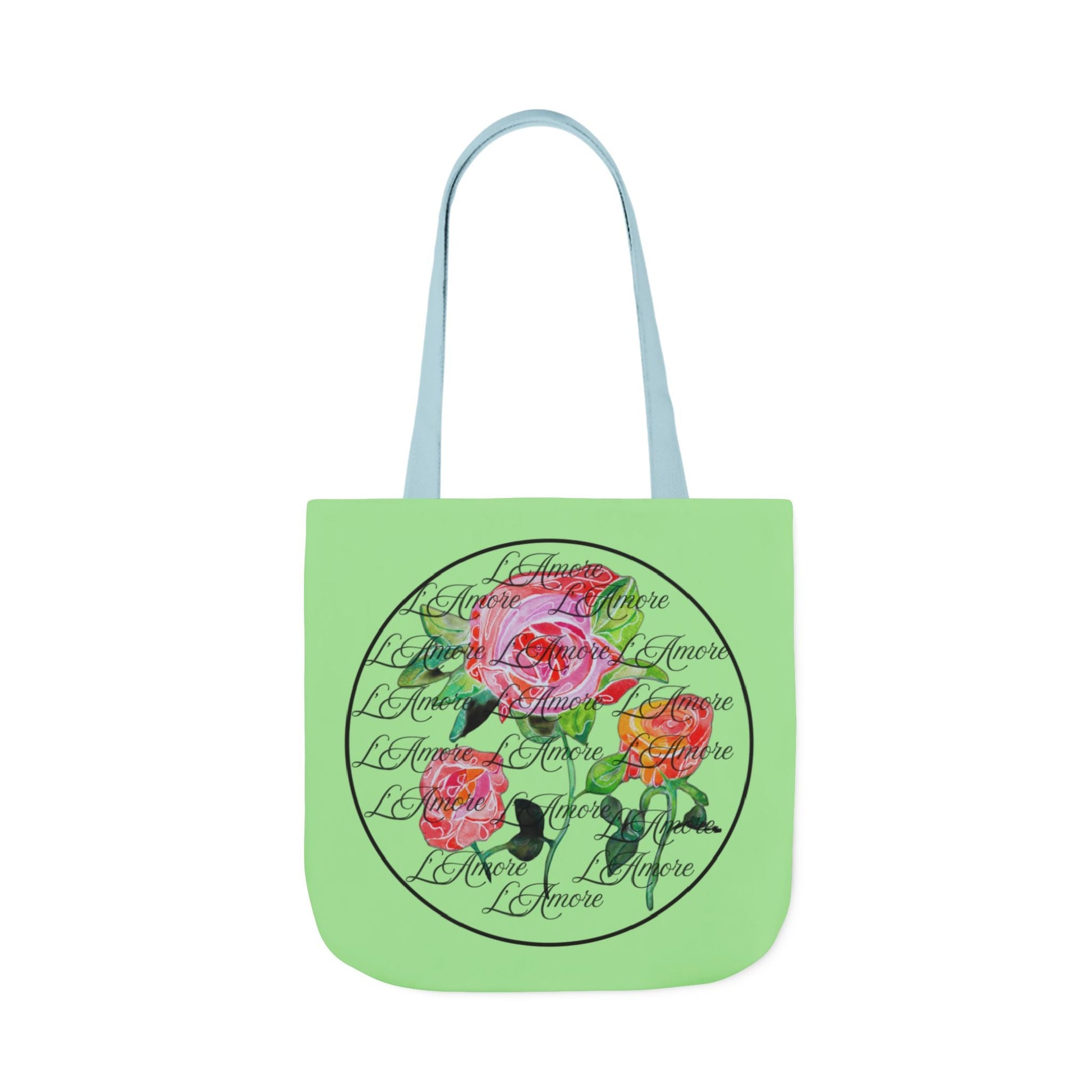 Canvas Tote Bag with Roses and L'Amore - Artmakeyourmark.com