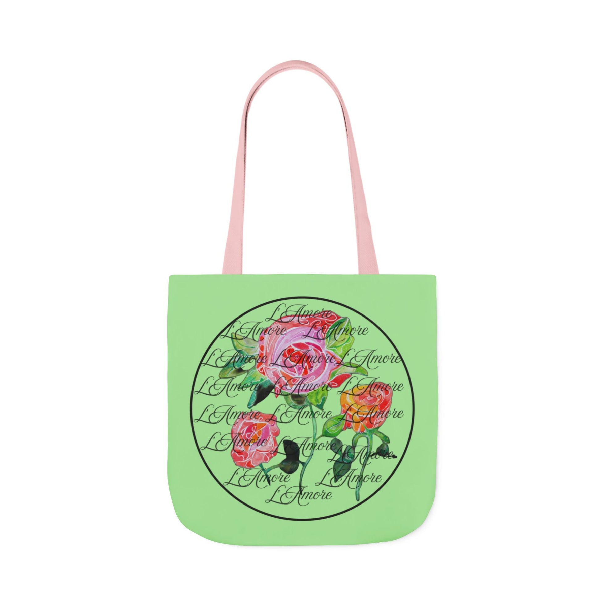 Canvas Tote Bag with Roses and L'Amore - Artmakeyourmark.com