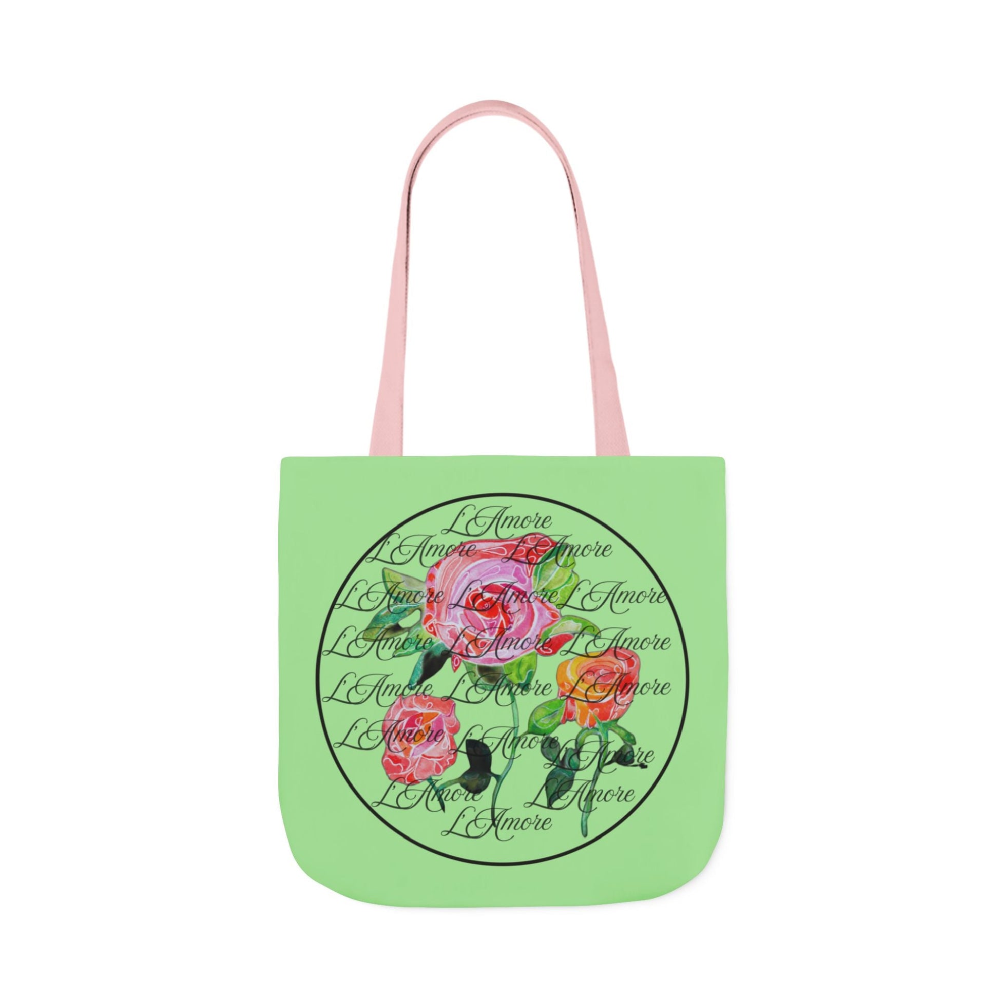 Canvas Tote Bag with Roses and L'Amore - Artmakeyourmark.com