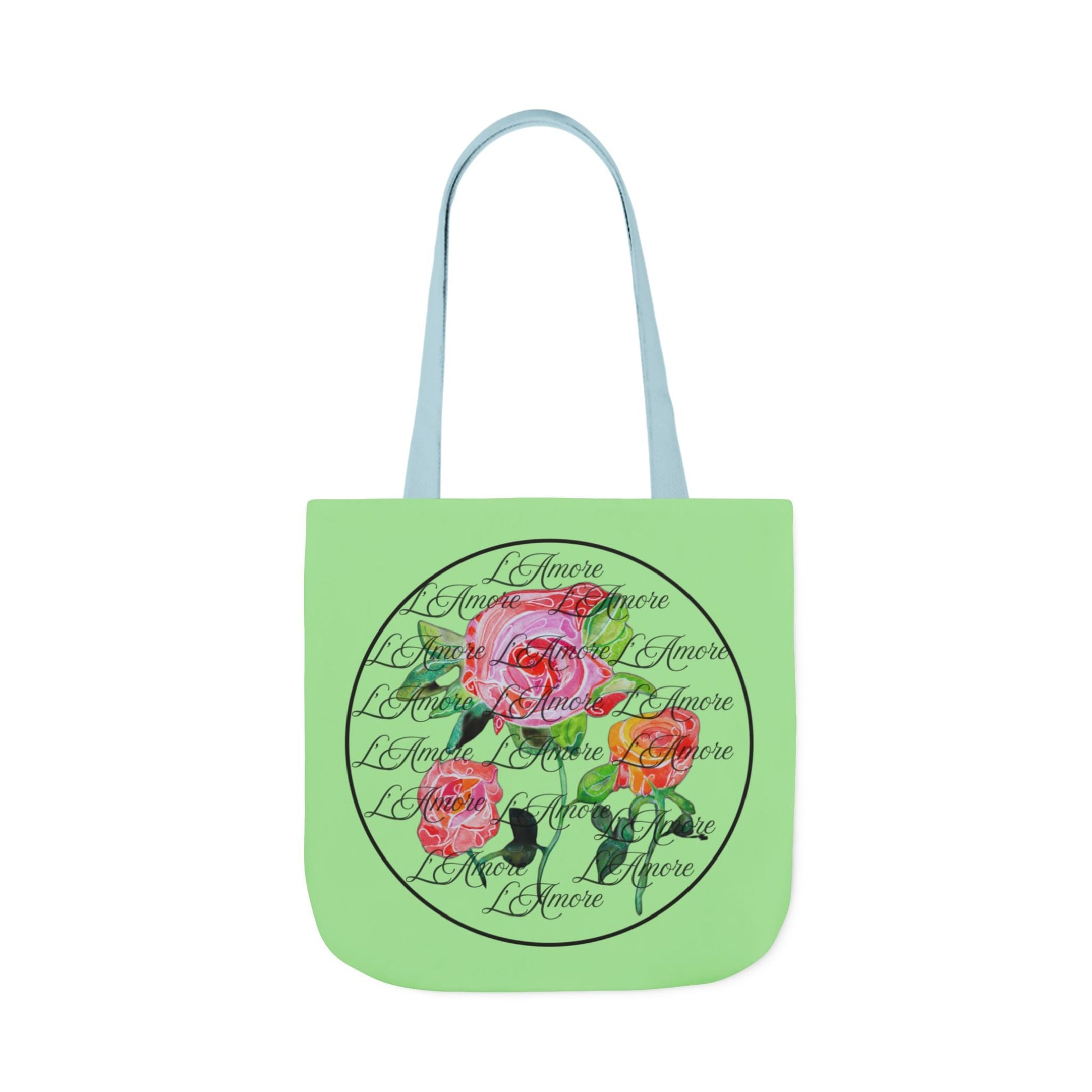Canvas Tote Bag with Roses and L'Amore - Artmakeyourmark.com