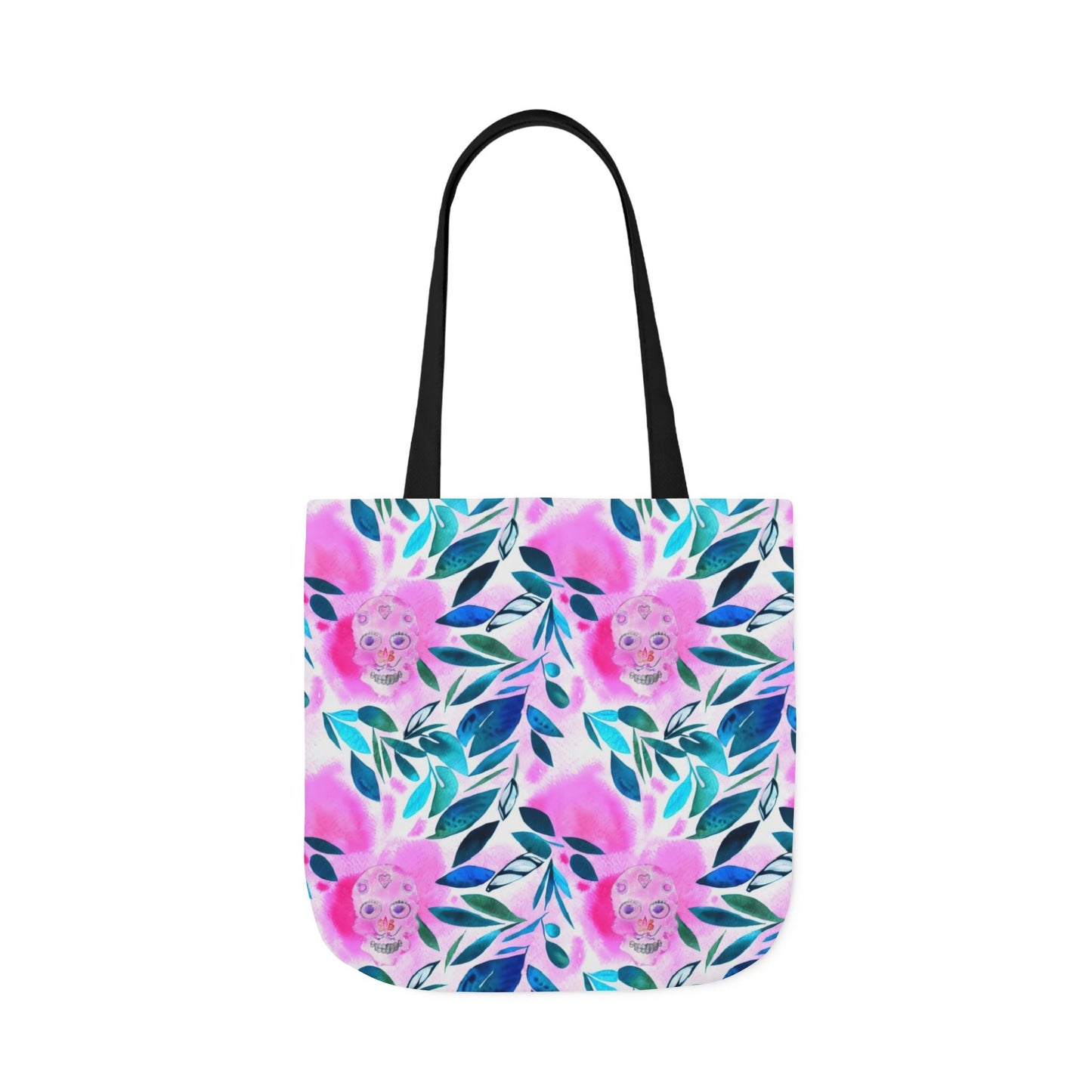 Canvas Tote Bag with Skulls and Flowers - Artmakeyourmark.com