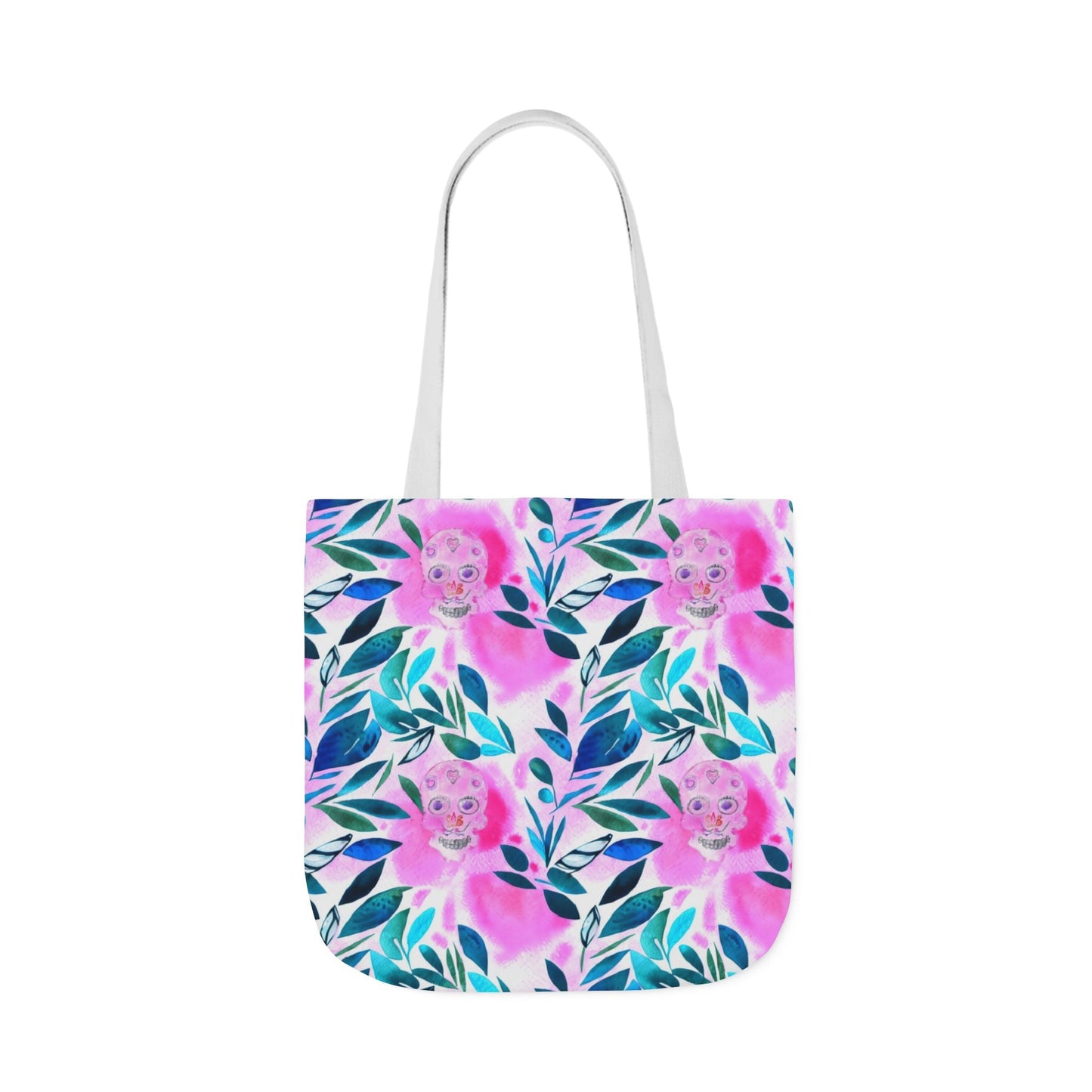 Canvas Tote Bag with Skulls and Flowers - Artmakeyourmark.com