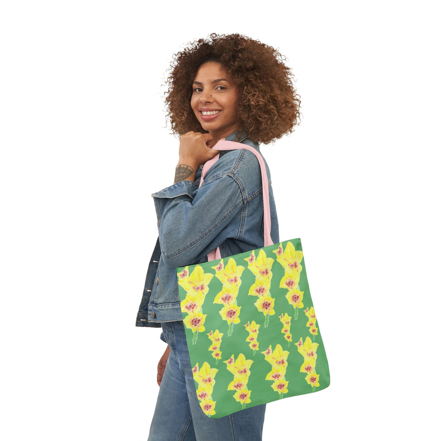 Canvas Tote Bag with Yellow Gladioli - Artmakeyourmark.com