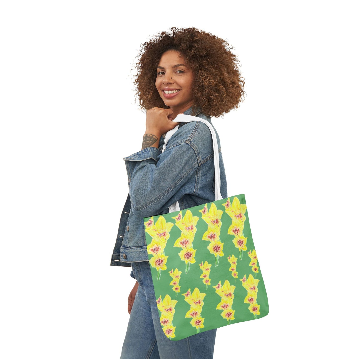 Canvas Tote Bag with Yellow Gladioli - Artmakeyourmark.com