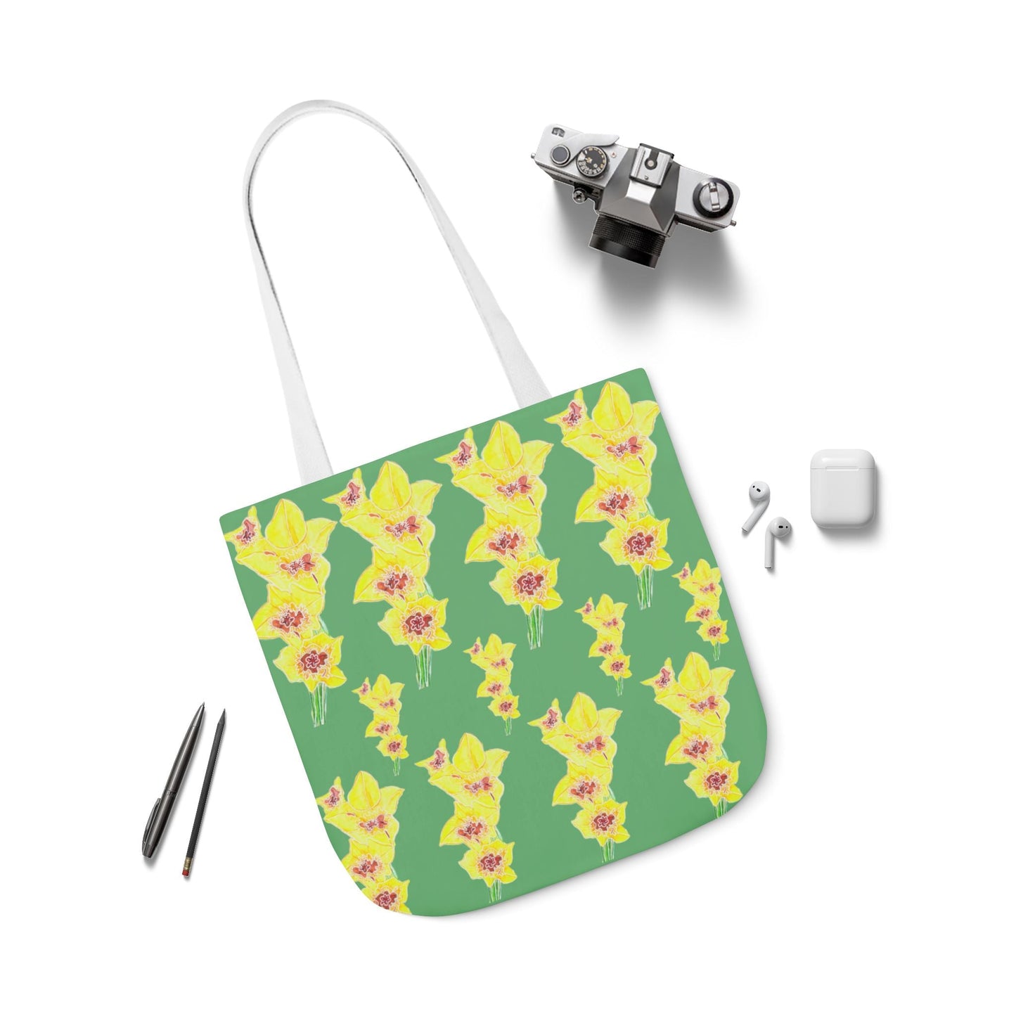 Canvas Tote Bag with Yellow Gladioli - Artmakeyourmark.com