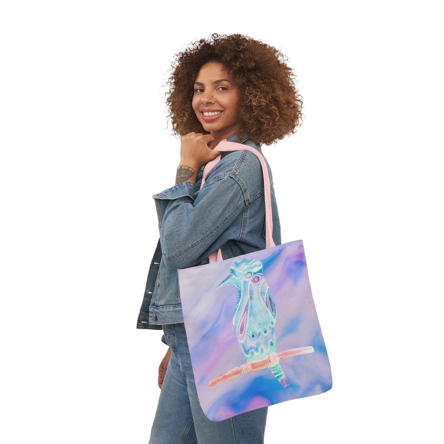 Canvas Tote Bag with Zen Bird - Artmakeyourmark.com