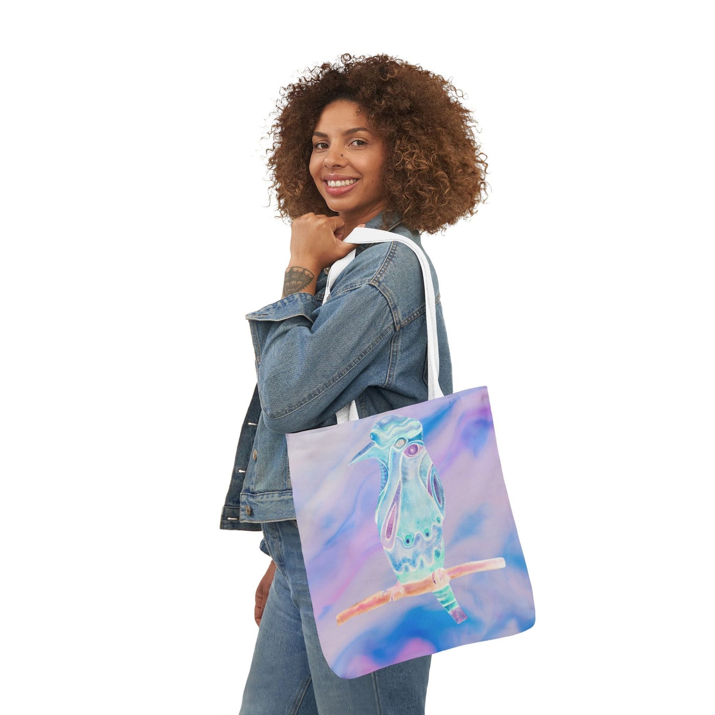 Canvas Tote Bag with Zen Bird - Artmakeyourmark.com