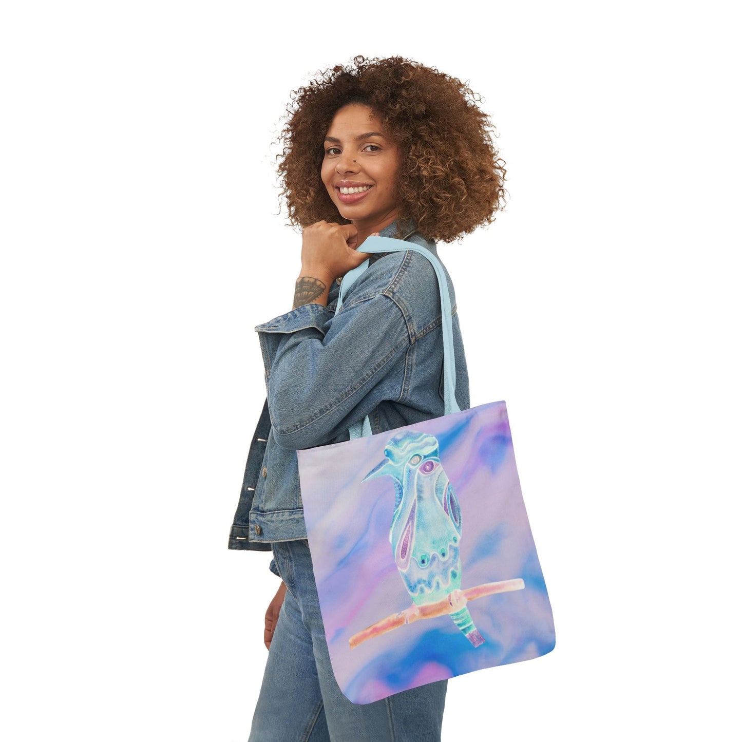 Canvas Tote Bag with Zen Bird - Artmakeyourmark.com