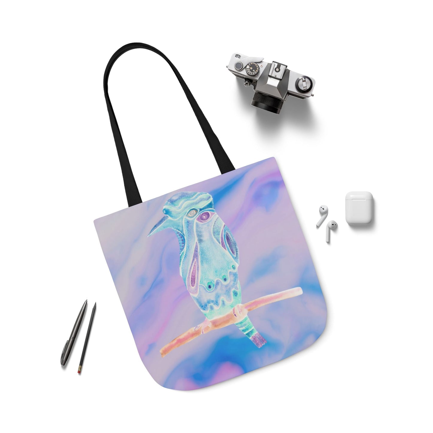 Canvas Tote Bag with Zen Bird - Artmakeyourmark.com
