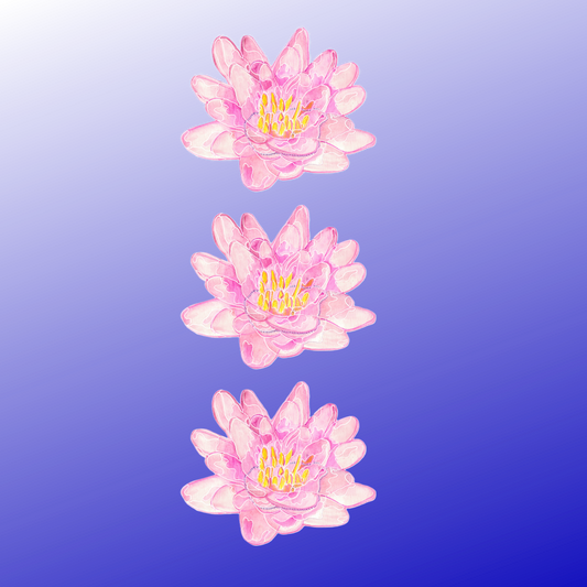 Cushion Cover in Dark Blue with Three Waterlilies