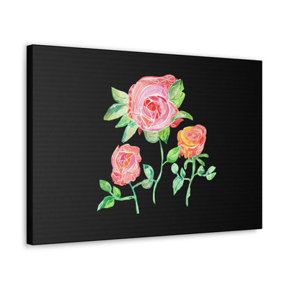 Canvas with Roses on a Black Background