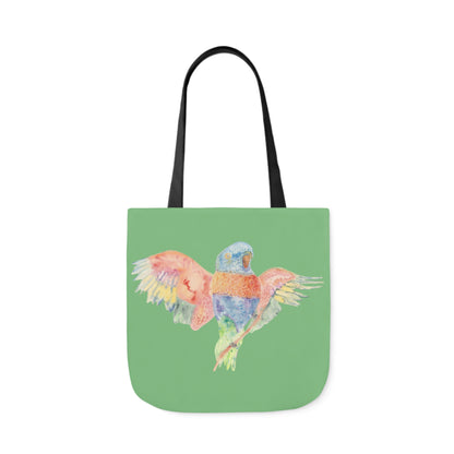 Canvas Tote Bag with Colourful Parrot Ready to Fly